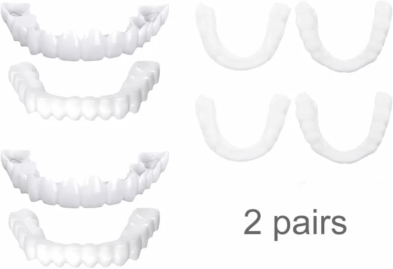 2 جفت دندان مصنوعی روکش فوری دندان روکش سفید کننده دندان بالا و پایین برای مردان و زنان