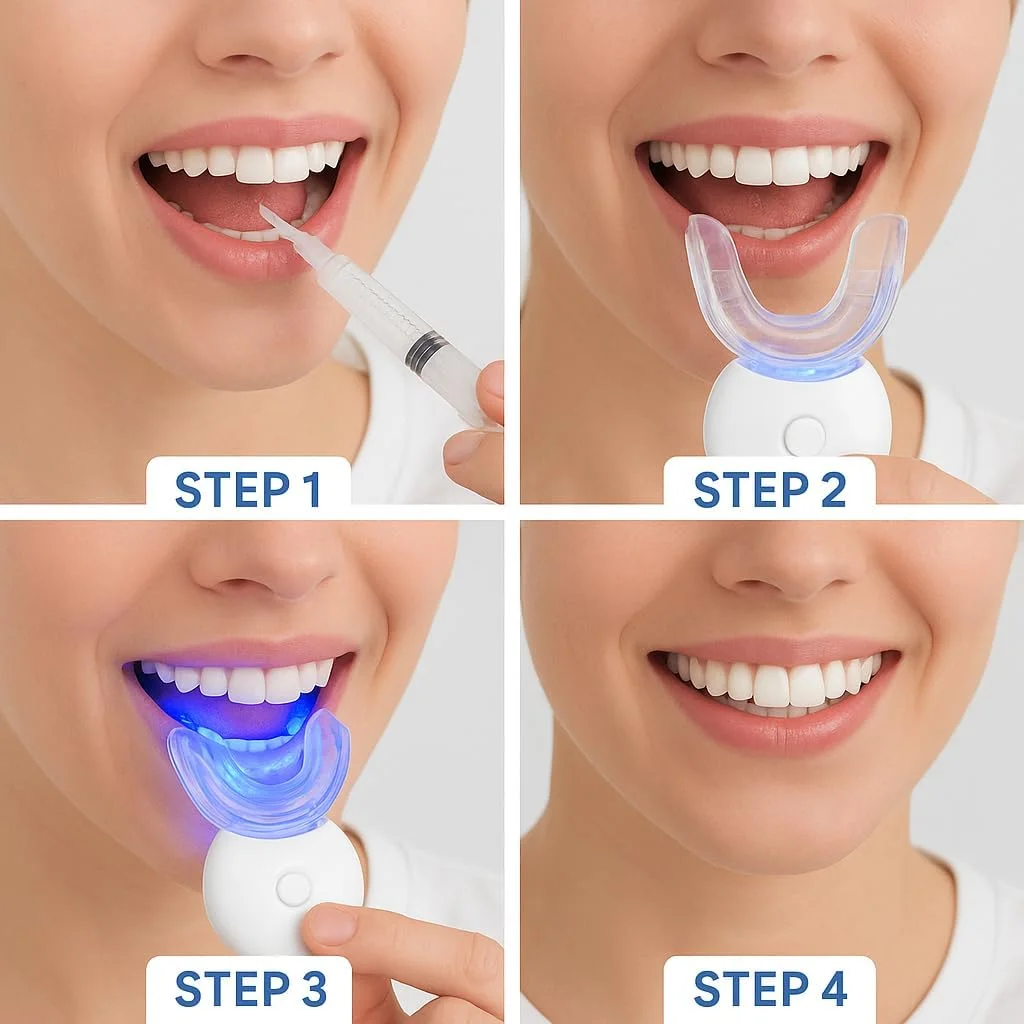 کیت حرفه ای سفید کننده دندان، نور LED، فرمول مناسب دندان های حساس، نتایج در 2-4 هفته کیت حرفه ای سفید کننده دندان، نور LED، فرمول مناسب دندان های حساس، نتایج در 2-4 هفته