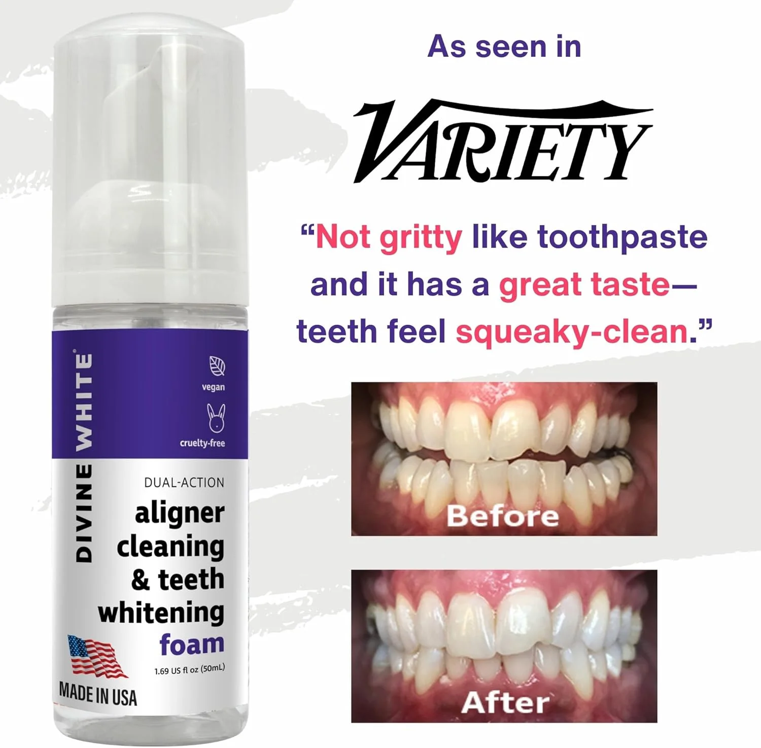 فوم پاک کننده دو منظوره و سفید کننده دندان Divine White - پراکسید هیدروژن - مناسب برای Invisalign، ClearCorrect، SmileDirectClub، Candid - مراقبت از دهان - جایگزین خمیر دندان فوم پاک کننده دو منظوره و سفید کننده دندان Divine White - پراکسید هیدروژن - مناسب برای Invisalign، ClearCorrect، SmileDirectClub، Candid - مراقبت از دهان - جایگزین خمیر دندان