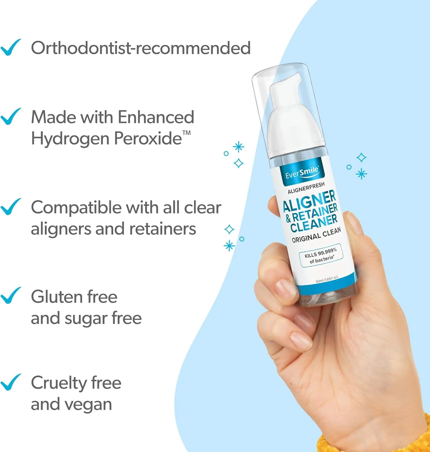 فوم سفید کننده و تمیز کننده نگهدارنده شفاف اوراسمیل - مناسب برای اینویزیلاین، دندان مصنوعی، ClearCorrect، Essix، Vivera و...