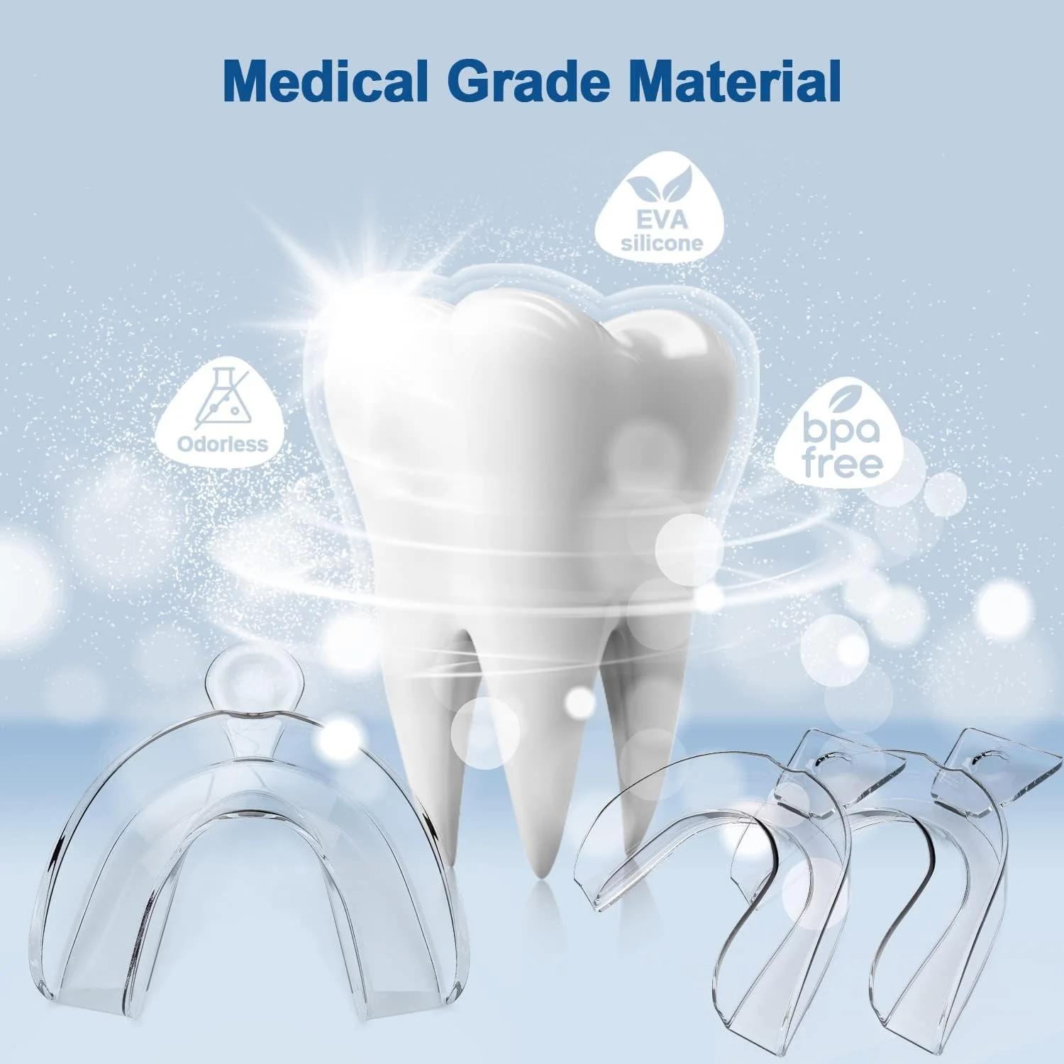 قالب های سفید کننده دندان EZGO، قالب های دهانی قابل شکل دهی بدون BPA، قالب سفارشی، محافظ دهانی راحت و قابل تنظیم، قابل استفاده برای دندان قروچه، سفید کردن دندان و فعالیت های ورزشی (3 عدد)