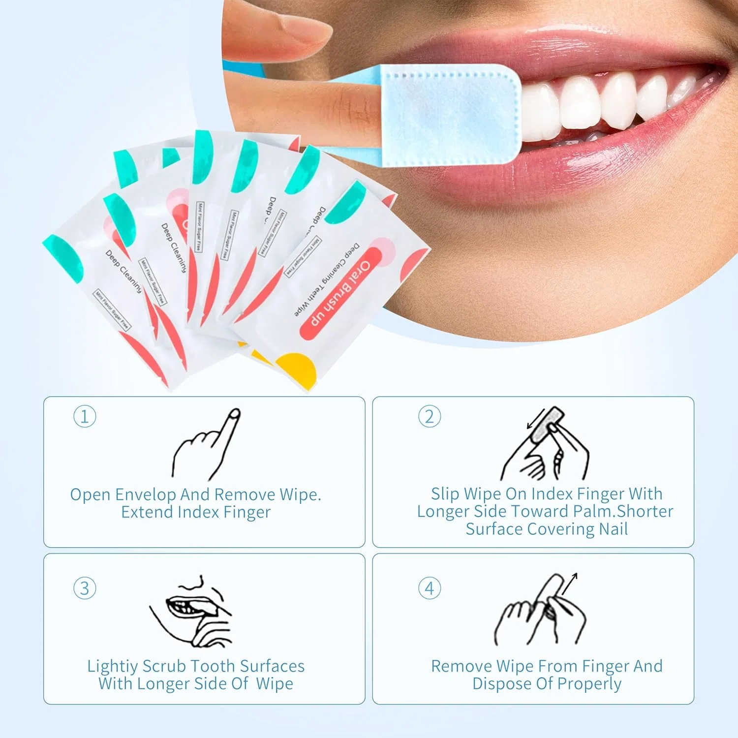 دستمال مرطوب یکبار مصرف نعنایی برای تمیز کردن دندان، دستمال مرطوب سفید کننده دندان، دستمال مرطوب مینی، ابزار تمیز کردن دندان برای پاکسازی عمیق دهان (بسته 40 عددی) دستمال مرطوب یکبار مصرف نعنایی برای تمیز کردن دندان، دستمال مرطوب سفید کننده دندان، دستمال مرطوب مینی، ابزار تمیز کردن دندان برای پاکسازی عمیق دهان (بسته 40 عددی)
