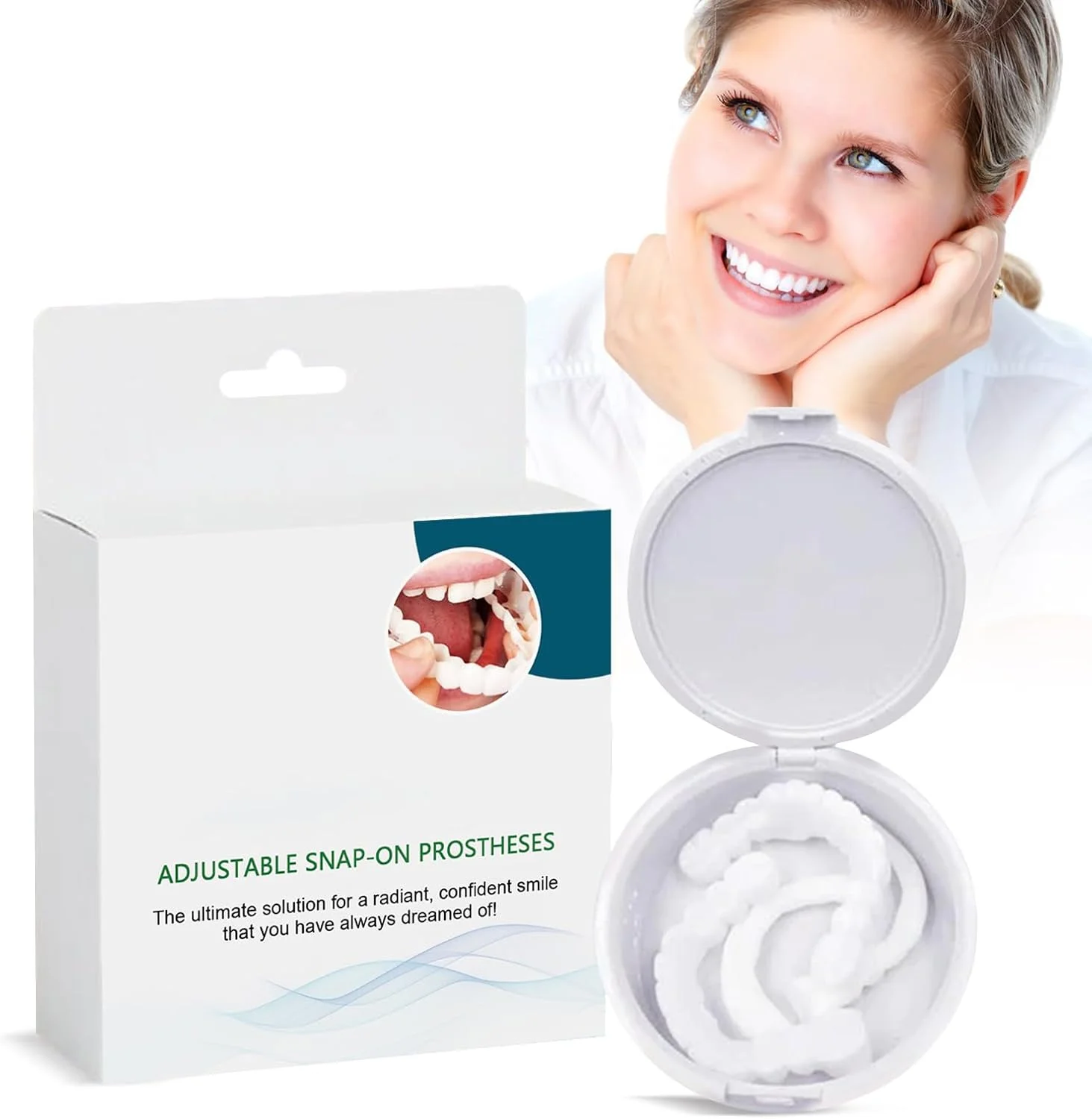 دندان مصنوعی فشاری قابل تنظیم، دندان مصنوعی فوری، پروتز روکش قابل تنظیم، دندان مصنوعی موقت، روکش دندان قابل تنظیم برای پوشاندن دندان ها