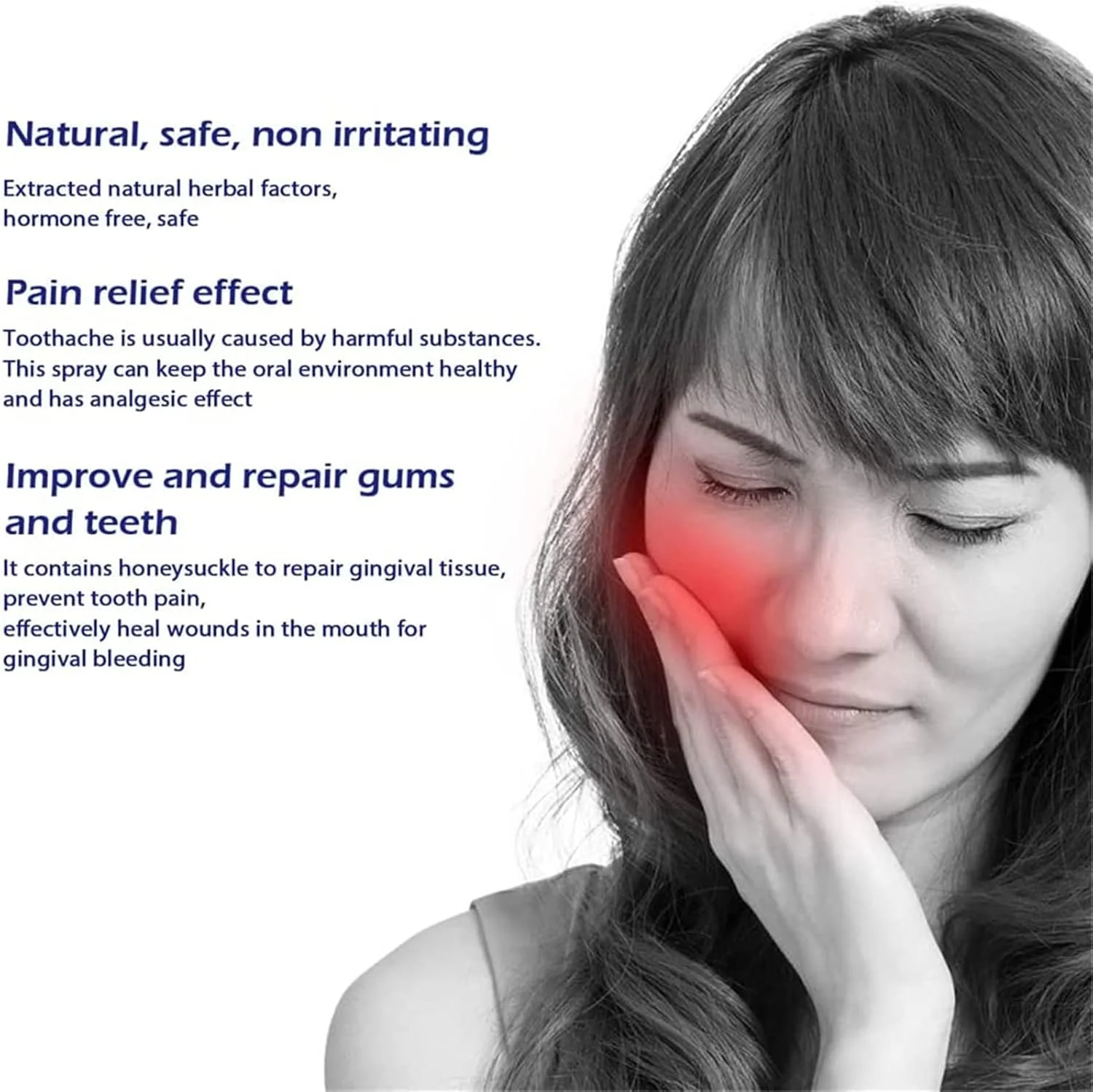اسپری دندان برای تسکین سریع درد، درمان فوری دندان درد، ترمیم بافت لثه، خوشبو کننده دهان و بهبود سلامت دهان، اسپری تسکین فوری دندان درد (2 عدد)