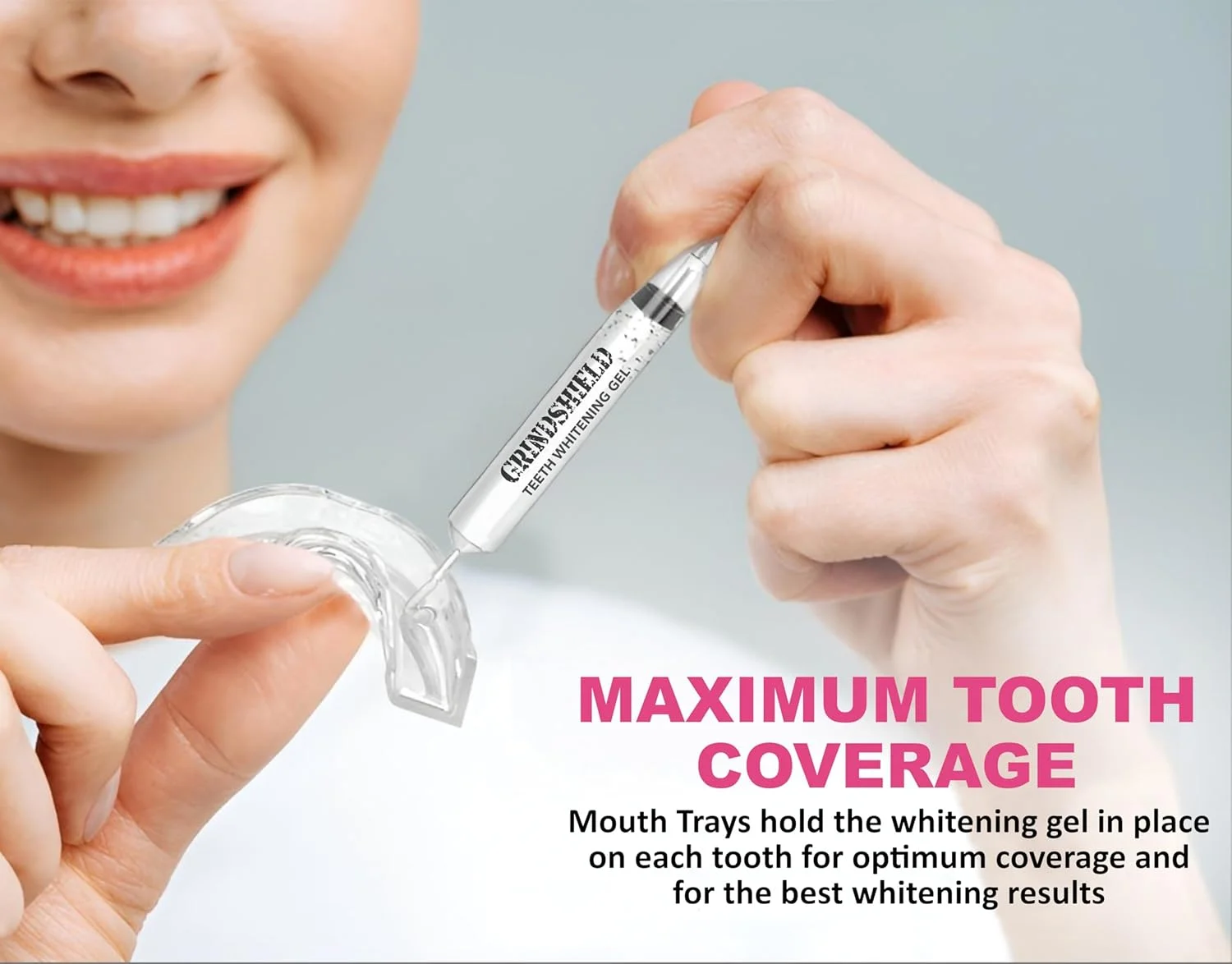 قالب های سفید کننده دندان برای بانوان - سایز کوچک، راحت، قالب گیری سفارشی، غیر حجیم، قابل شکل دهی - (4) قالب دهانی برای سفید کردن دندان و جعبه - نگهدارنده ژل برای پوشش کامل دندان، شفاف