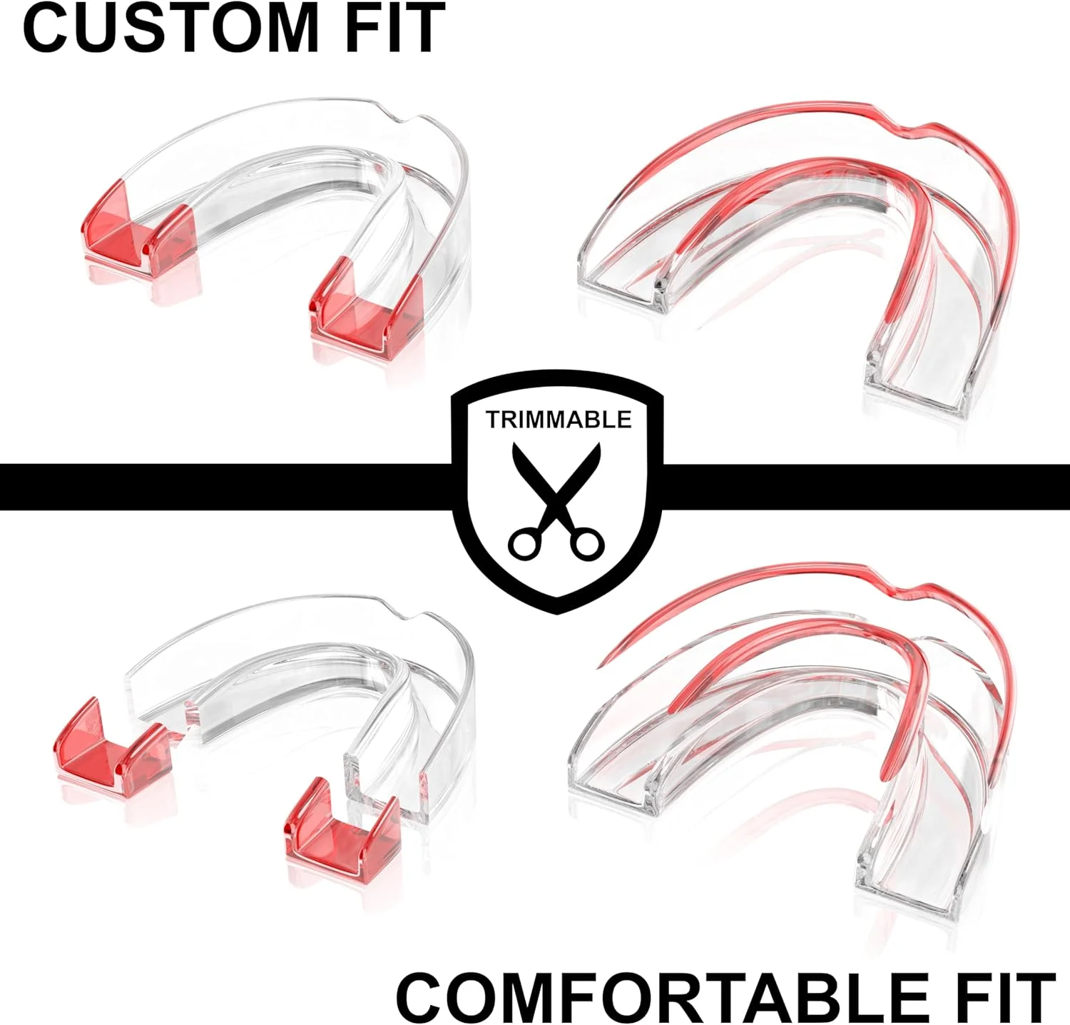 قالب های سفید کننده دندان برای بانوان - سایز کوچک، راحت، قالب گیری سفارشی، غیر حجیم، قابل شکل دهی - (4) قالب دهانی برای سفید کردن دندان و جعبه - نگهدارنده ژل برای پوشش کامل دندان، شفاف