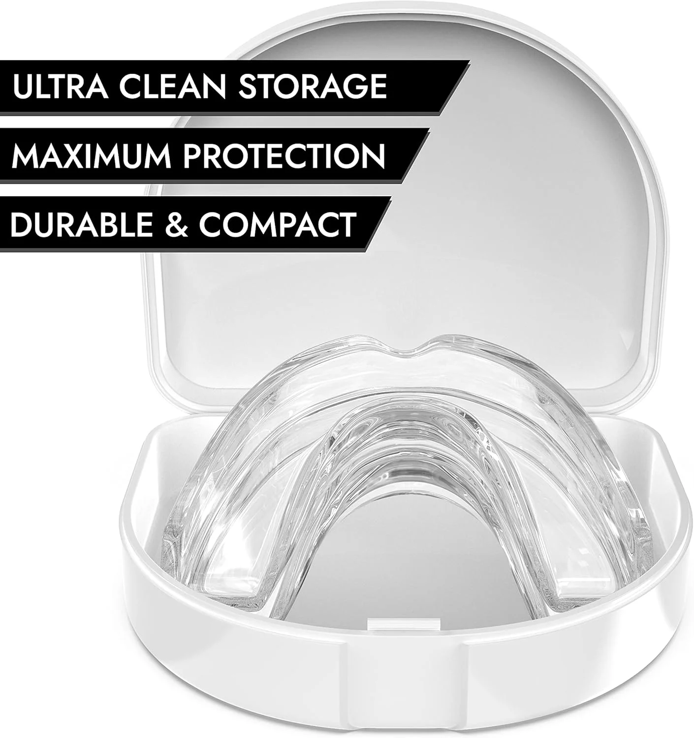 قالب های سفید کننده دندان برای بانوان - سایز کوچک، راحت، قالب گیری سفارشی، غیر حجیم، قابل شکل دهی - (4) قالب دهانی برای سفید کردن دندان و جعبه - نگهدارنده ژل برای پوشش کامل دندان، شفاف