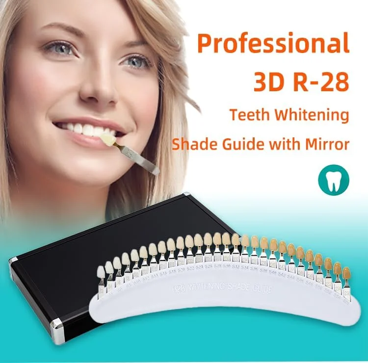 راهنمای سایه دندان حرفه ای سه بعدی R-28 برای ردیابی دوره سفید کردن دندان توسط دندانپزشک، راهنمای سایه دندان با 28 رنگ راهنمای سایه دندان حرفه ای سه بعدی R-28 برای ردیابی دوره سفید کردن دندان توسط دندانپزشک، راهنمای سایه دندان با 28 رنگ