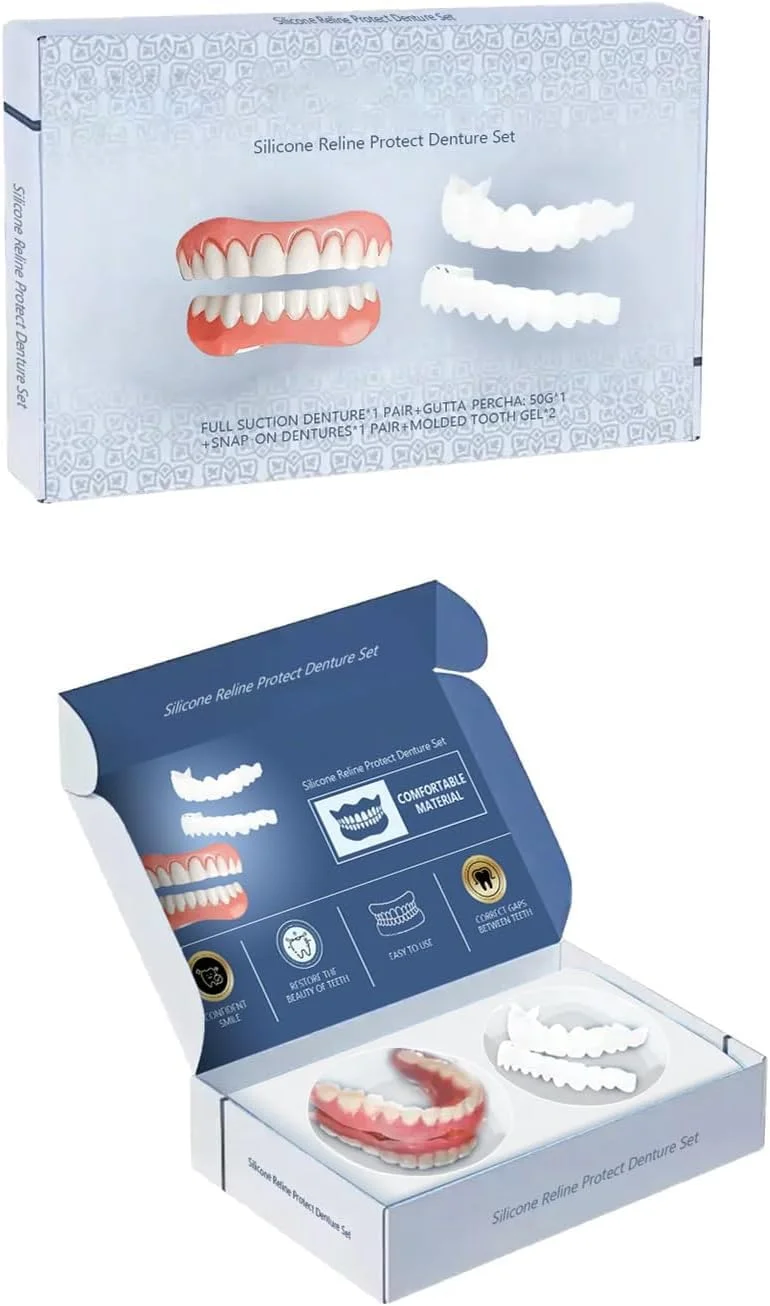 دندان های منعطف با فیت راحت برای لبخند فوری - روکش بالا و پایین، در رنگ طبیعی، لبخند خود را در خانه در عرض چند دقیقه بهبود بخشید دندان های منعطف با فیت راحت برای لبخند فوری - روکش بالا و پایین، در رنگ طبیعی، لبخند خود را در خانه در عرض چند دقیقه بهبود بخشید