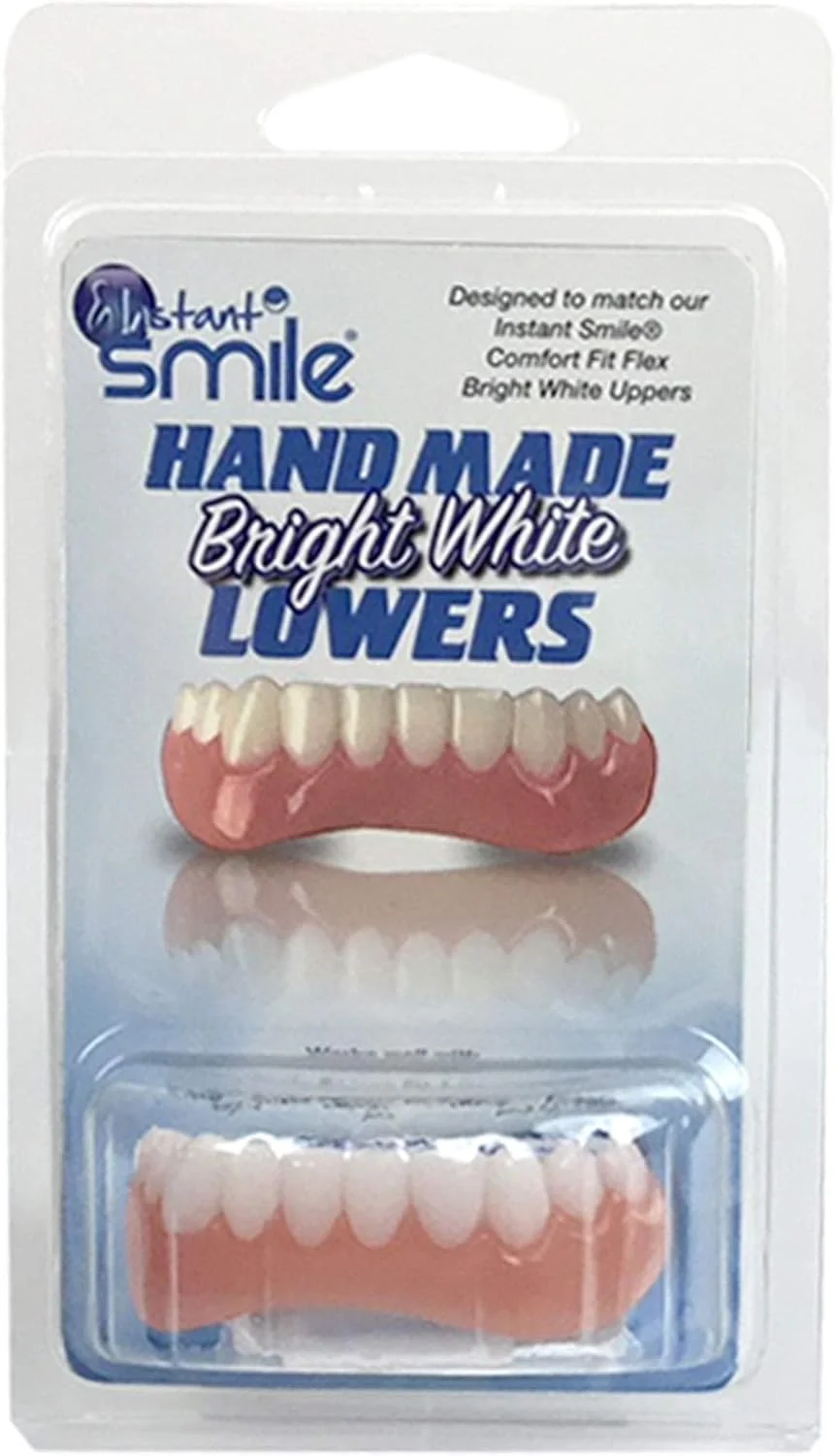 دندان های مصنوعی دست ساز برای لبخند فوری، رنگ سفید روشن، روکش راحت فک پایین، سایز مناسب برای اکثر افراد