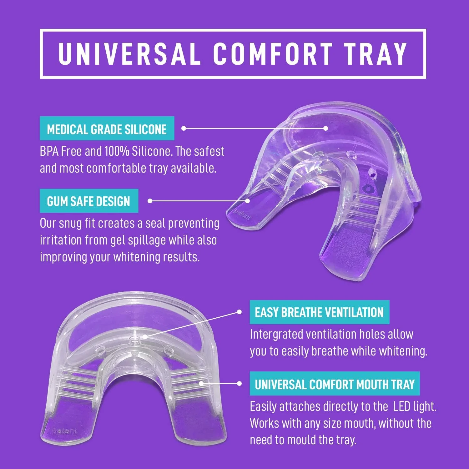 کیت سفید کننده دندان iSmile - دارای نور LED، سرنگ ژل 3 میلی لیتری، ژل معدنی کننده و تری کیت سفید کننده دندان iSmile - دارای نور LED، سرنگ ژل 3 میلی لیتری، ژل معدنی کننده و تری