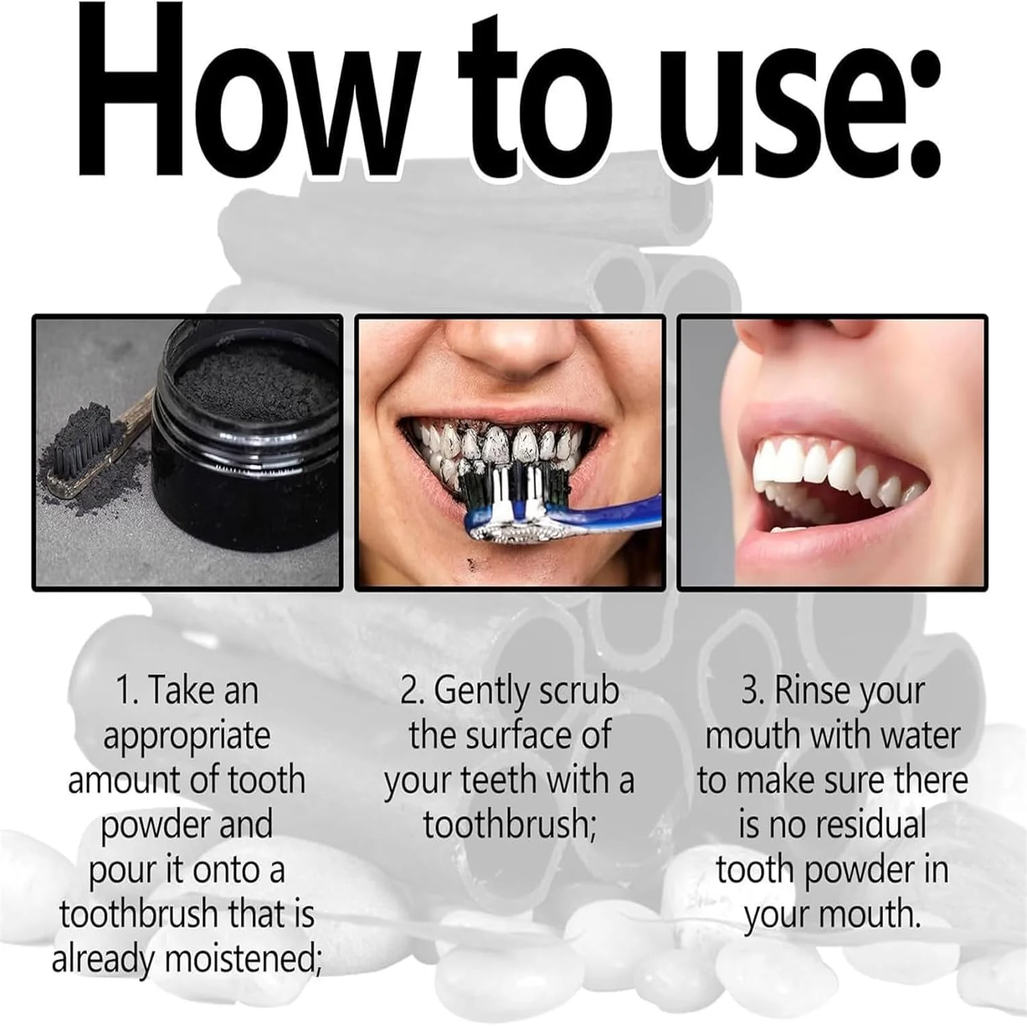 پودر سفید کننده طبیعی دندان KASTWAVE، پودر سفید کننده طبیعی دندان، پودر سفید کننده طبیعی دندان با نارگیل فعال، تمیز کننده عمیق دندان (2 عدد)