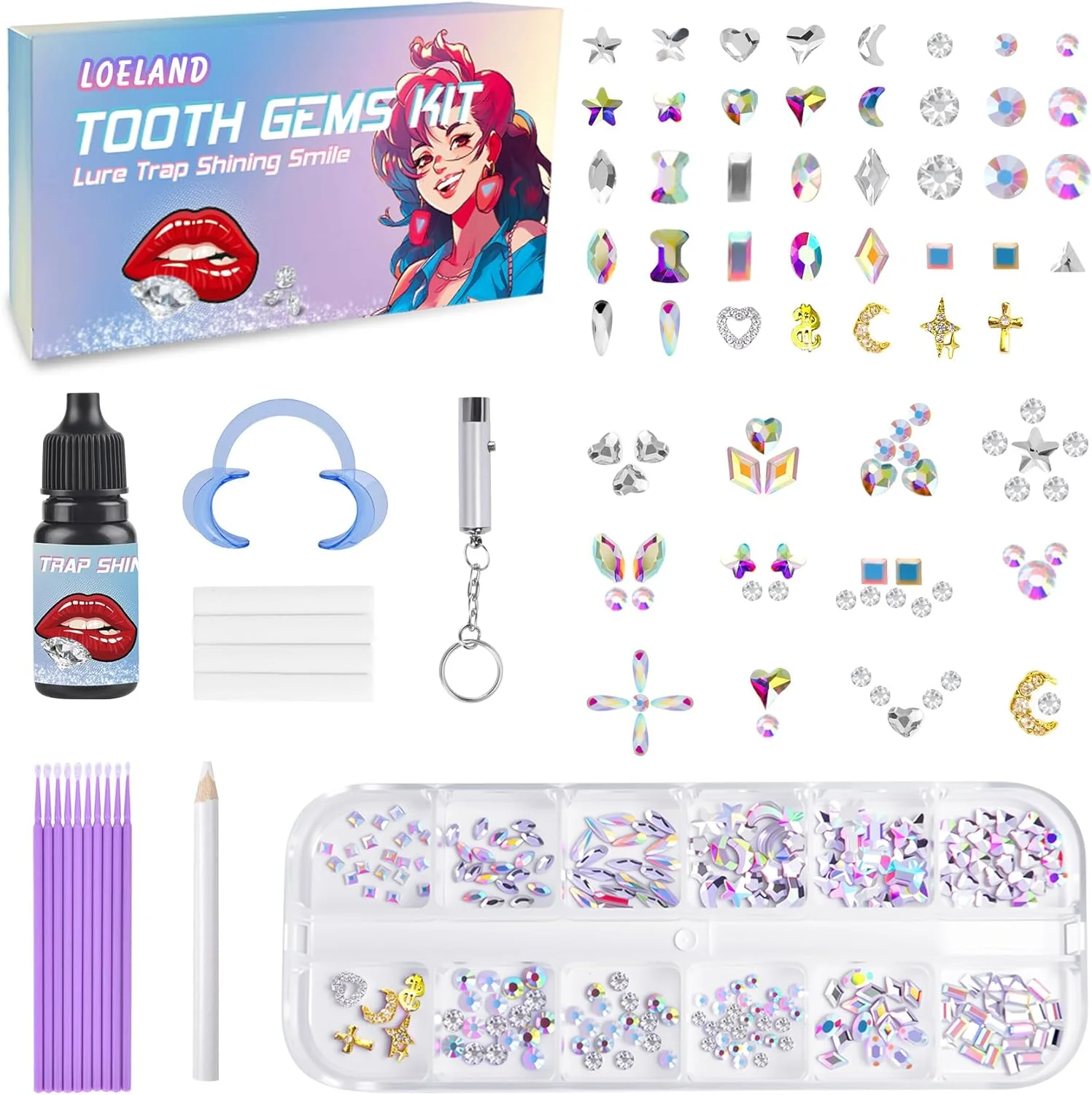 کیت نگین دندان Loeland، کیت جواهرات کریستالی DIY، کیت نگین دندان شیک و حرفه ای برای دندان، کیت استارتر جواهرات دندان کیت نگین دندان Loeland، کیت جواهرات کریستالی DIY، کیت نگین دندان شیک و حرفه ای برای دندان، کیت استارتر جواهرات دندان