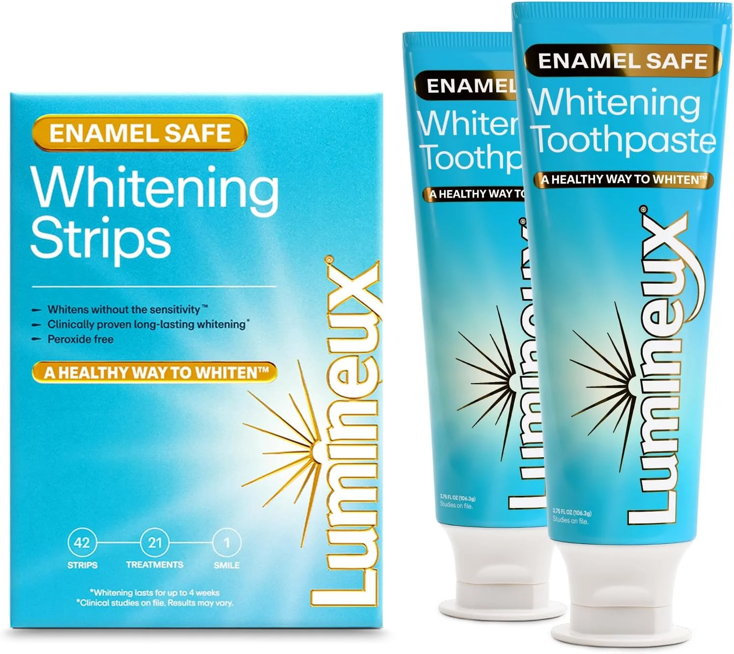 مجموعه دوتایی سفید کننده لومينو - بدون پراکسید - ایمن برای مینای دندان برای دندان های سفیدتر - شامل 21 درمان سفید کننده و 2 بسته خمیر دندان سفید کننده دارای گواهی غیر سمی، بدون فلوراید و فرموله شده توسط دندانپزشک مجموعه دوتایی سفید کننده لومينو - بدون پراکسید - ایمن برای مینای دندان برای دندان های سفیدتر - شامل 21 درمان سفید کننده و 2 بسته خمیر دندان سفید کننده دارای گواهی غیر سمی، بدون فلوراید و فرموله شده توسط دندانپزشک