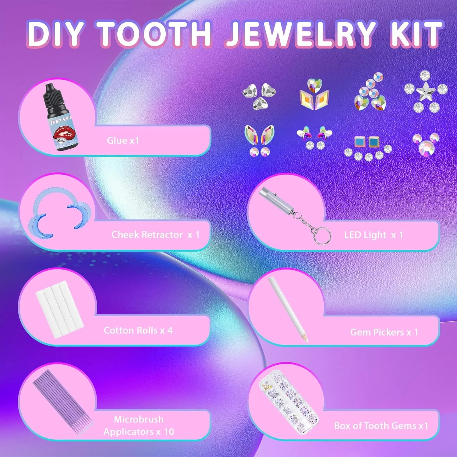 کیت نگین دندان Loeland، کیت جواهرات کریستالی DIY، کیت نگین دندان شیک و حرفه ای برای دندان، کیت استارتر جواهرات دندان کیت نگین دندان Loeland، کیت جواهرات کریستالی DIY، کیت نگین دندان شیک و حرفه ای برای دندان، کیت استارتر جواهرات دندان