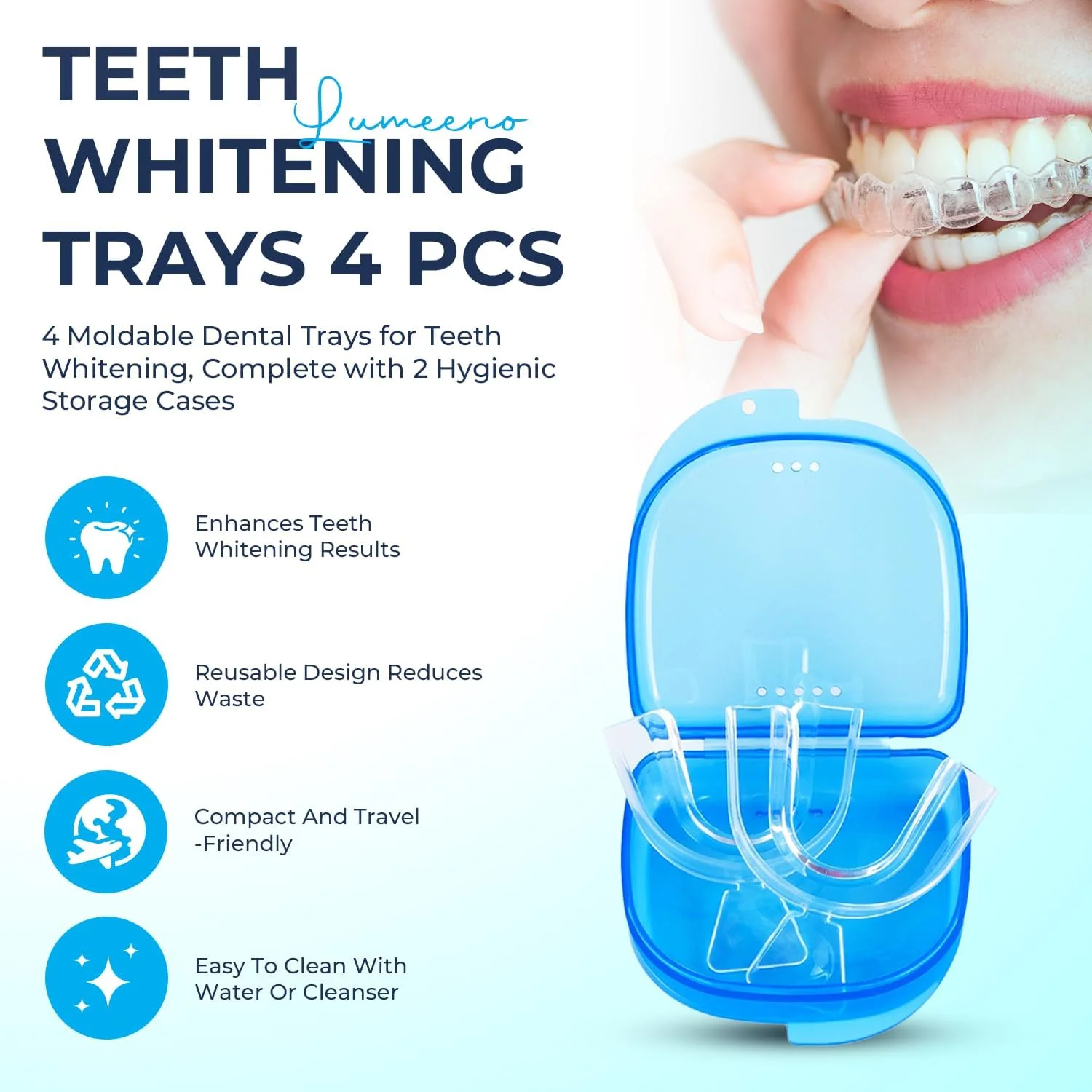 قالب های سفید کننده دندان ترموفرمینگ (2 جفت) قالب های دندانی دهان برای سفید کردن دندان قالب های سفید کننده دندان ترموفرمینگ (2 جفت) قالب های دندانی دهان برای سفید کردن دندان