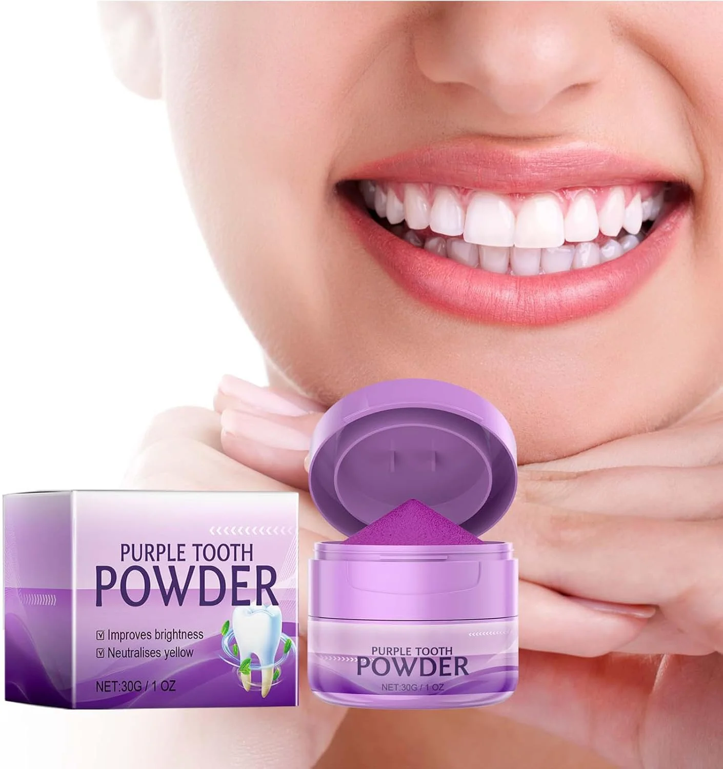 پودر درخشان سفید کننده و تمیز کننده دندان، پودر سفید کننده حرفه ای، پودر دندان معدنی، از بین برنده لکه های قدیمی، 30 گرم پودر درخشان سفید کننده و تمیز کننده دندان، پودر سفید کننده حرفه ای، پودر دندان معدنی، از بین برنده لکه های قدیمی، 30 گرم