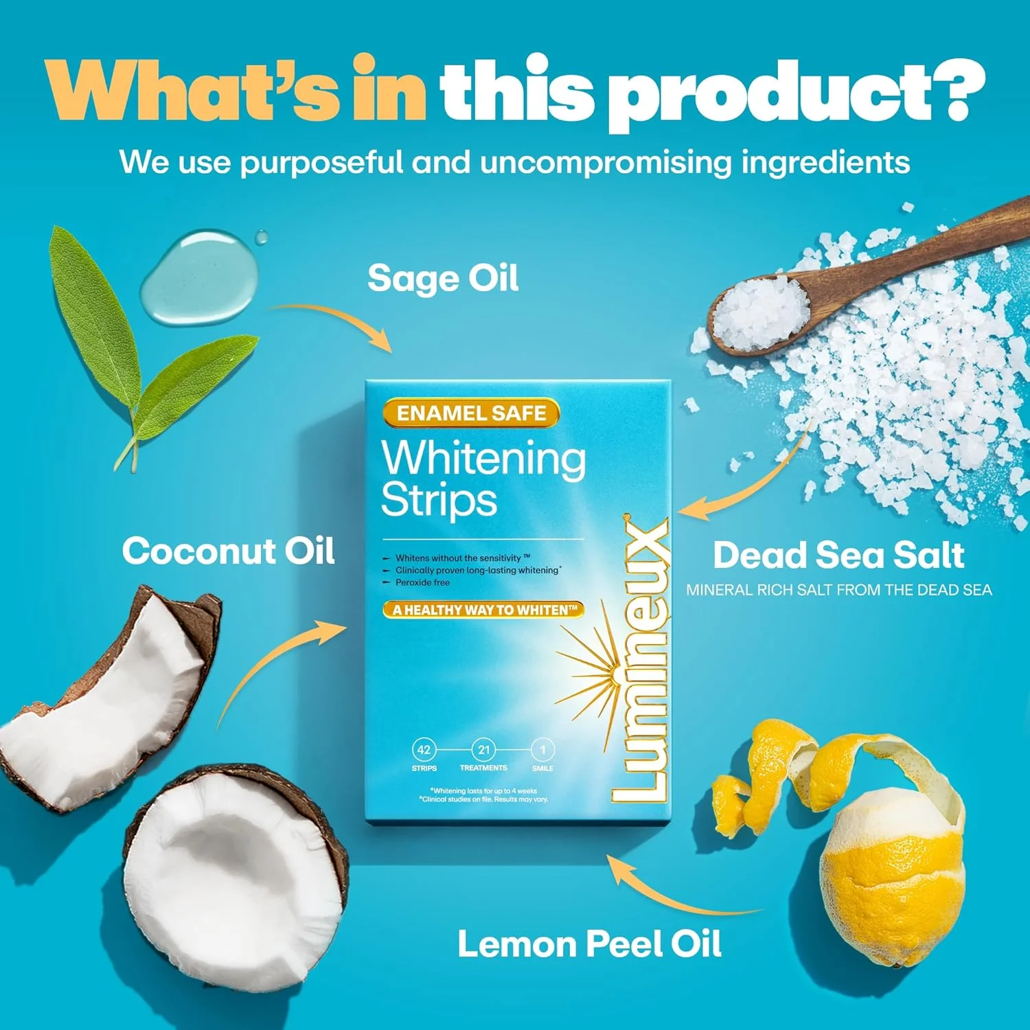 مجموعه دوتایی سفید کننده لومينو - بدون پراکسید - ایمن برای مینای دندان برای دندان های سفیدتر - شامل 21 درمان سفید کننده و 2 بسته خمیر دندان سفید کننده دارای گواهی غیر سمی، بدون فلوراید و فرموله شده توسط دندانپزشک