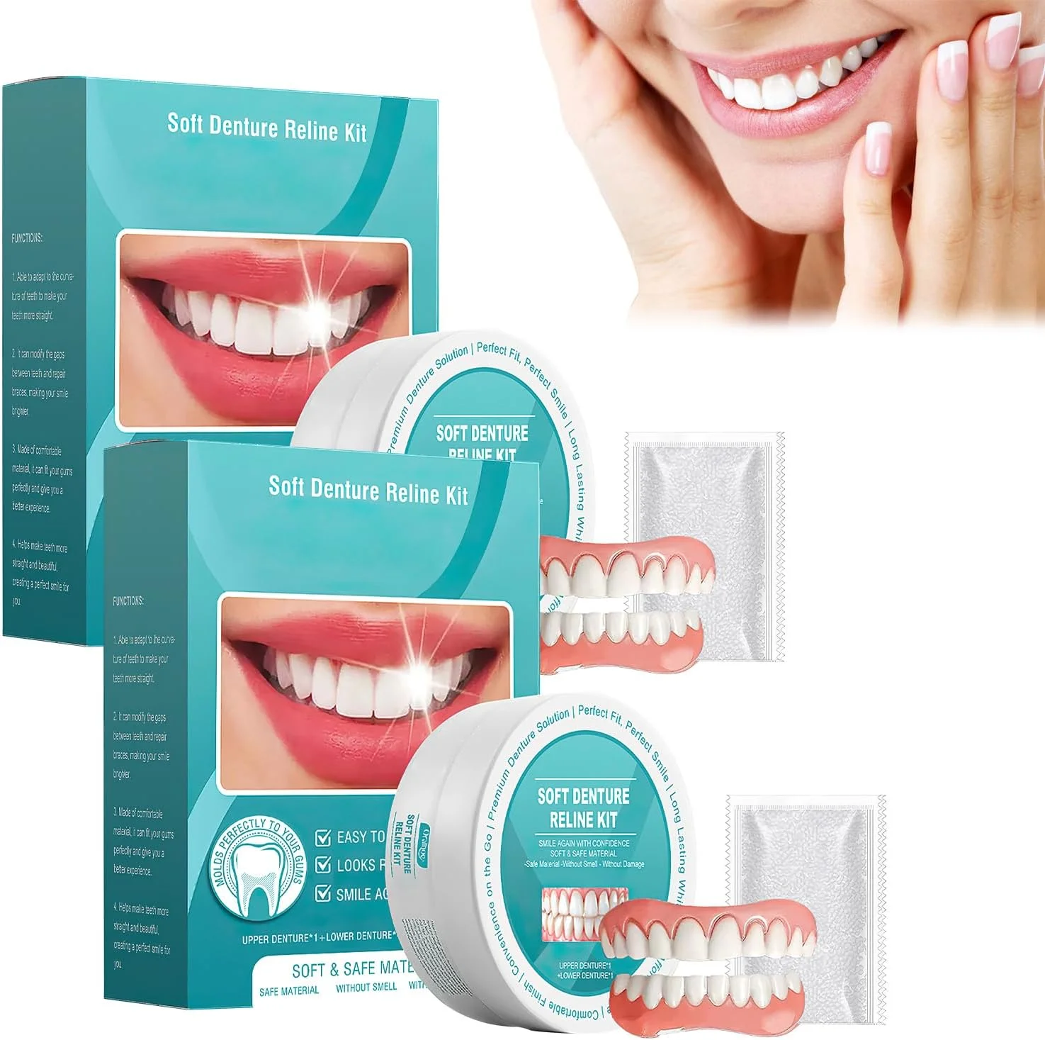 دو عدد دندان مصنوعی Minceetbien، ست آستری سیلیکونی دندان مصنوعی Minceetbien، دندان مصنوعی فشاری قابل تنظیم، کیت دندان مصنوعی بالا و پایین، برای هر شکل دهان دو عدد دندان مصنوعی Minceetbien، ست آستری سیلیکونی دندان مصنوعی Minceetbien، دندان مصنوعی فشاری قابل تنظیم، کیت دندان مصنوعی بالا و پایین، برای هر شکل دهان