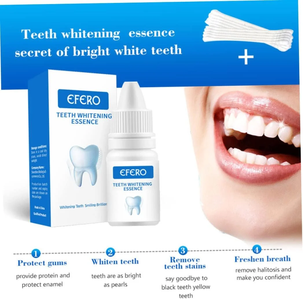 مجموعه لوازم آرایشی اسانس سفید کننده دندان EFERO سرم پاک کننده دندان بهداشت دهان و دندان از بین برنده لکه های پلاک 10 میلی لیتر
