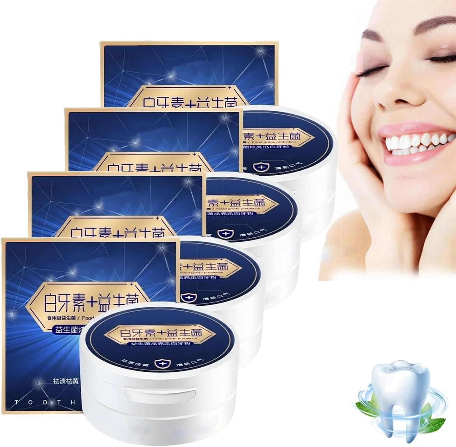 پودر دندان Miyanxi، پودر سفید کننده دندان، پودر سفید کننده دندان برای سفید کردن دندان، پودر دندان Miyanxi از بین برنده لکه، از بین برنده موثر لکه ها، حفظ تازگی دهان (4 عدد)