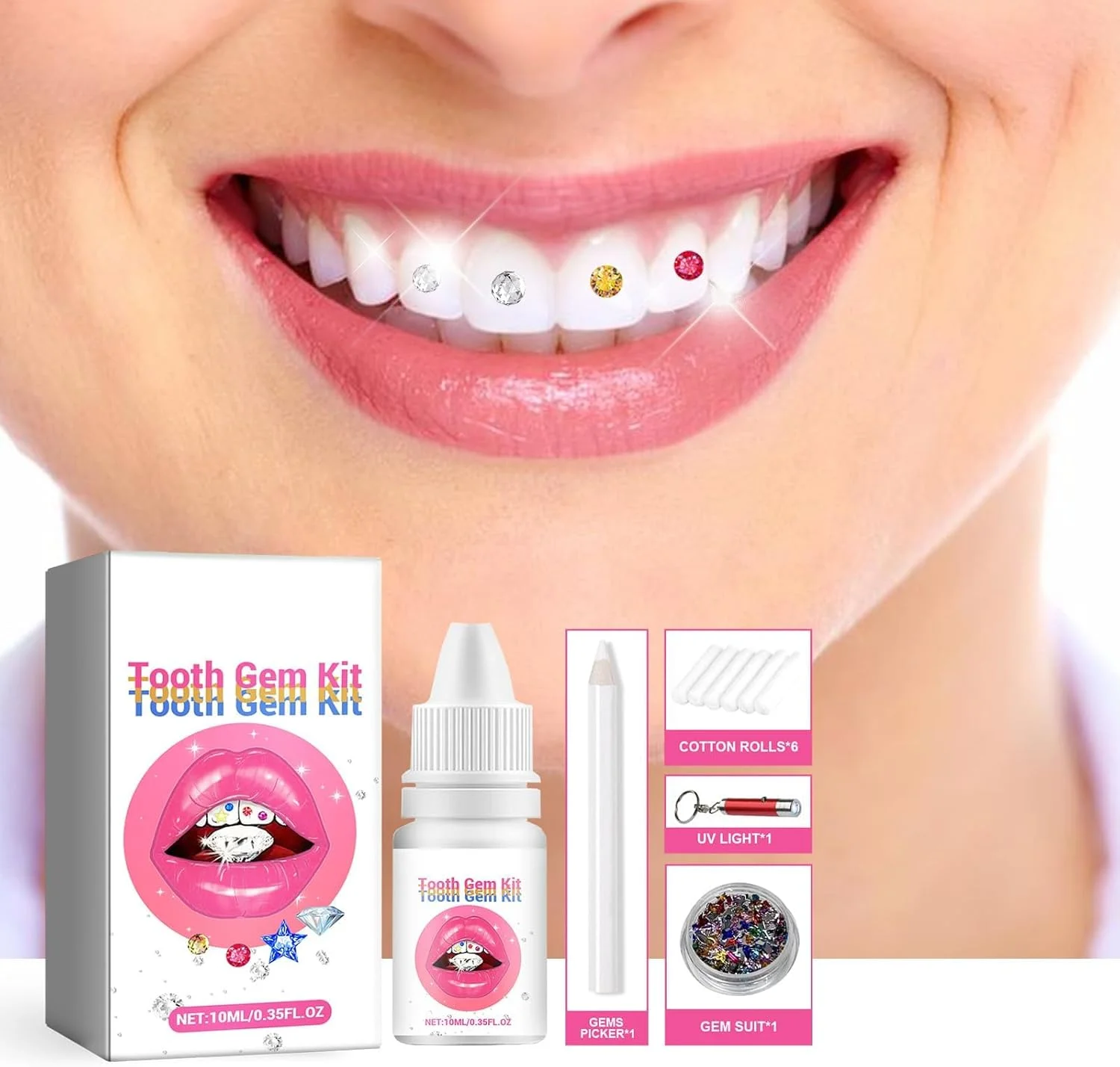 ست کامل نگین دندان NALACAL – مجموعه کامل تزئین دندان با چسب، نور و کریستال های متنوع برای شخصی سازی لبخند و هنر آرایشی دندان