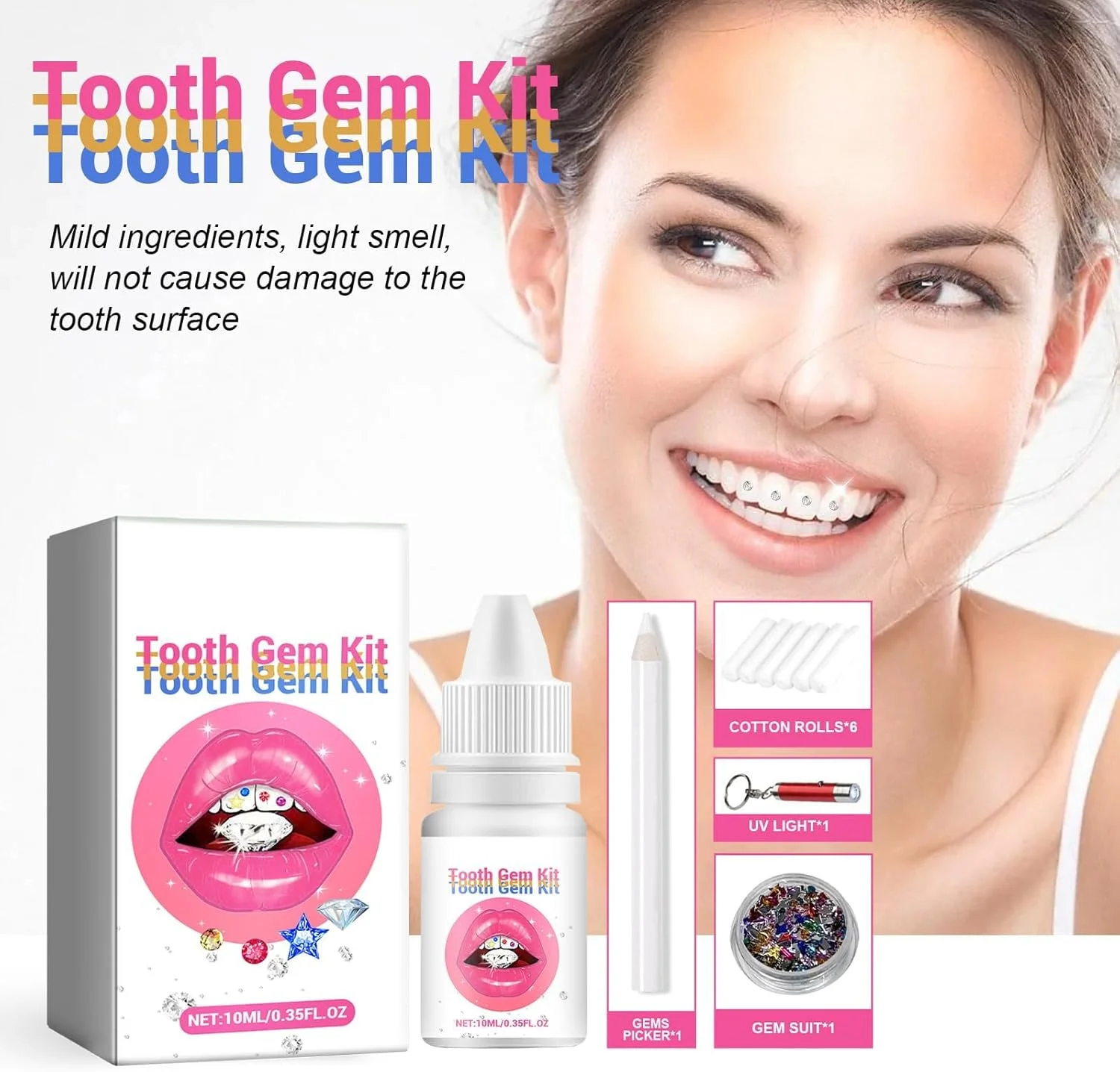 ست کامل نگین دندان NALACAL – مجموعه کامل تزئین دندان با چسب، نور و کریستال های متنوع برای شخصی سازی لبخند و هنر آرایشی دندان