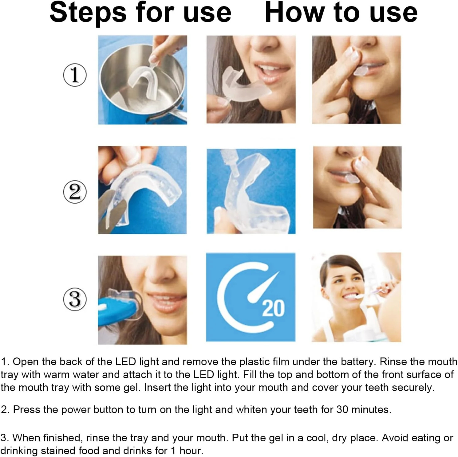 کیت سفید کننده دندان OUNA، سفید کننده دندان با نور سرد و سری U شکل، تمیز کننده دندان کیت سفید کننده دندان OUNA، سفید کننده دندان با نور سرد و سری U شکل، تمیز کننده دندان