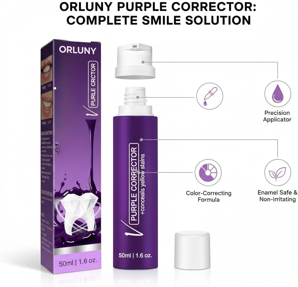 ژل سفید کننده دندان بنفش 50 میلی لیتر | اصلاح کننده رنگ برای لکه های زرد و پلاک | خمیر دندان روشن کننده فوری با فرمول خوشبو کننده دهان - مراقبت روزانه از دهان و دندان ژل سفید کننده دندان بنفش 50 میلی لیتر | اصلاح کننده رنگ برای لکه های زرد و پلاک | خمیر دندان روشن کننده فوری با فرمول خوشبو کننده دهان - مراقبت روزانه از دهان و دندان