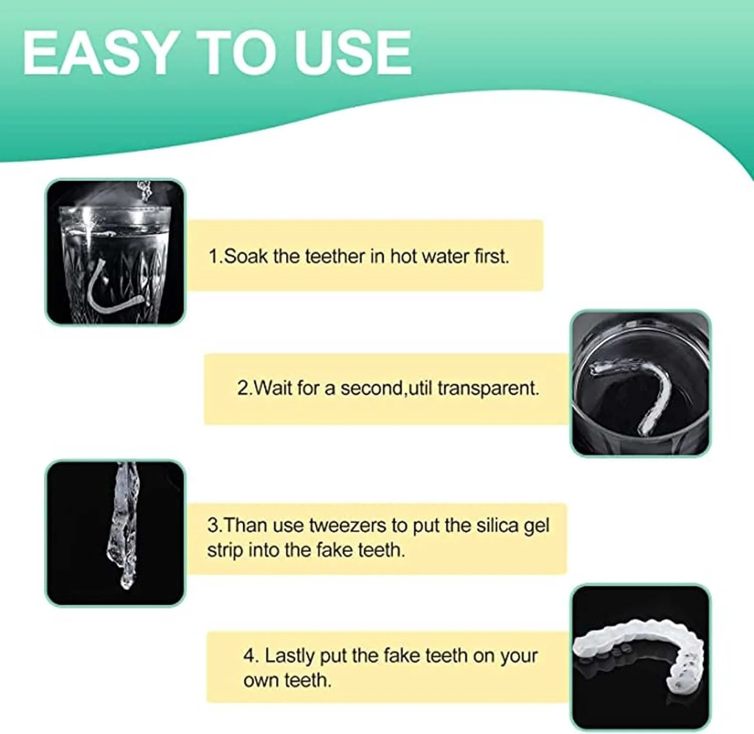 2 جفت، لبخند زیبا، موقت و قابل تنظیم برای آقایان و بانوان (سفید) 2 جفت، لبخند زیبا، موقت و قابل تنظیم برای آقایان و بانوان (سفید)