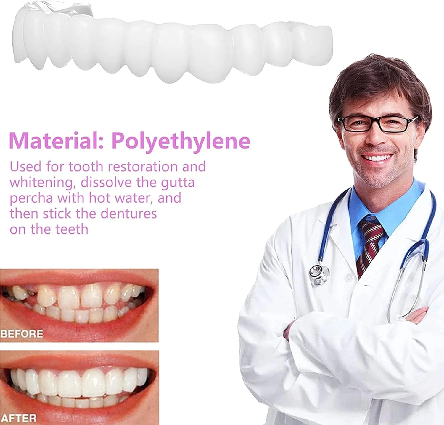 روکش دندان برای لبخند زیبا، جایگزین سفید کننده موقت دندان، افزایش اعتماد به نفس، 2 جفت، مناسب برای همه