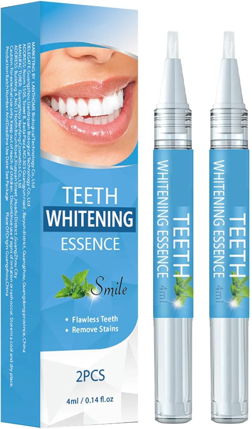 قلم سفید کننده دندان PINKE، ژل نعناع، ​​از بین برنده سریع لکه، ملایم و راحت، 2 عدد