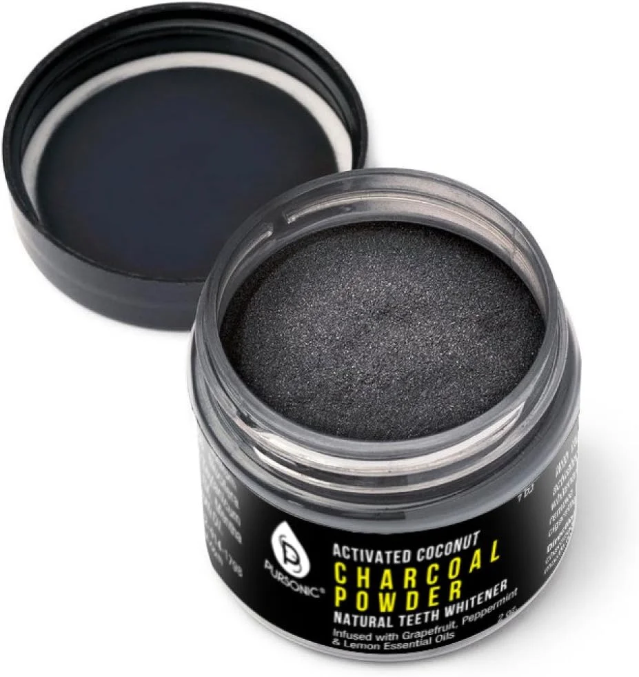 پودر سفید کننده دندان زغالی طبیعی Pursonic، غنی شده با روغن های اساسی گریپ فروت، نعناع و لیمو، ساخت ایالات متحده آمریکا، 2 اونس پودر سفید کننده دندان زغالی طبیعی Pursonic، غنی شده با روغن های اساسی گریپ فروت، نعناع و لیمو، ساخت ایالات متحده آمریکا، 2 اونس