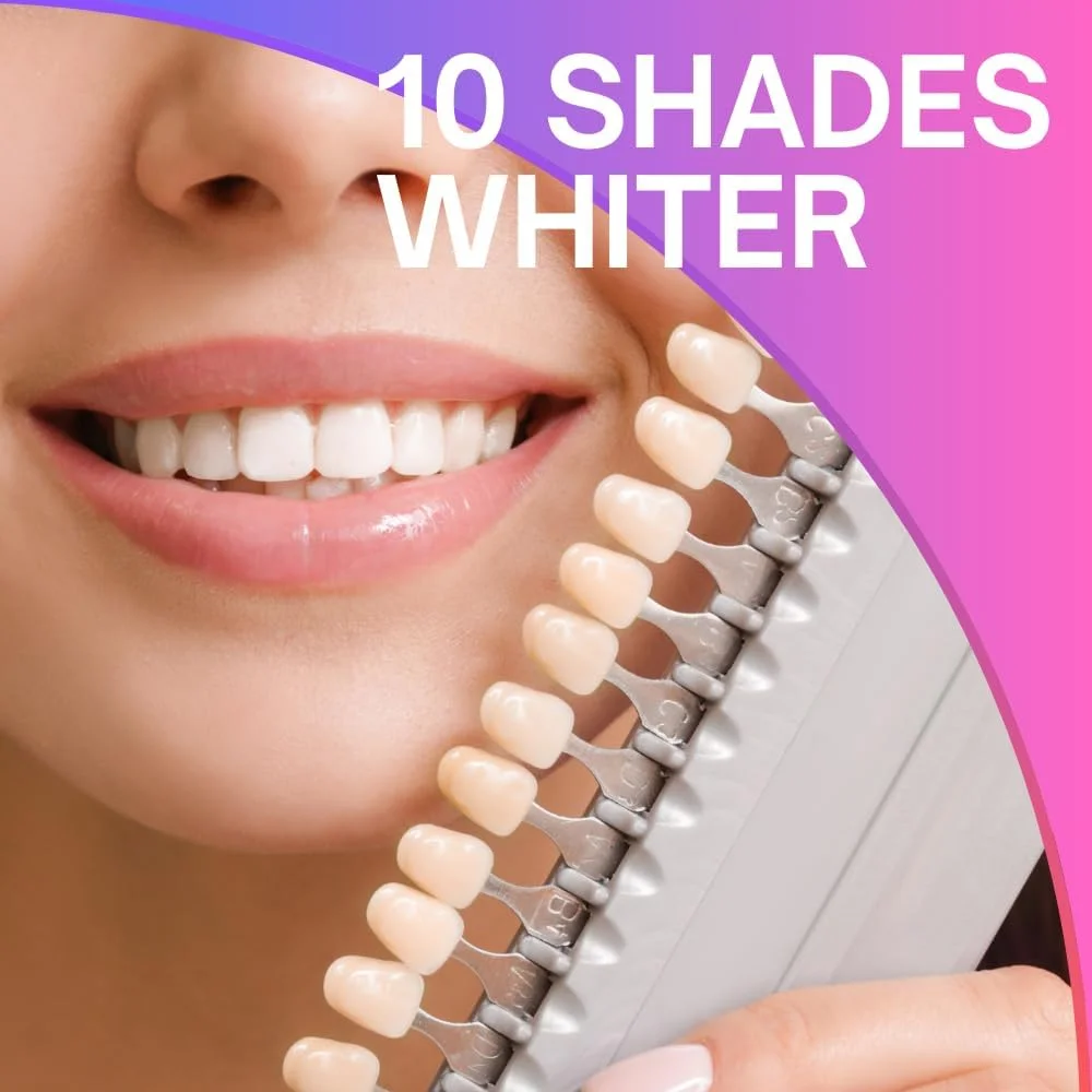 کیت سفید کننده دندان ممتاز برای دندان های حساس، دارای 32 چراغ LED دوگانه آبی و قرمز، +4 قلم سفید کننده، ایمن برای مینای دندان