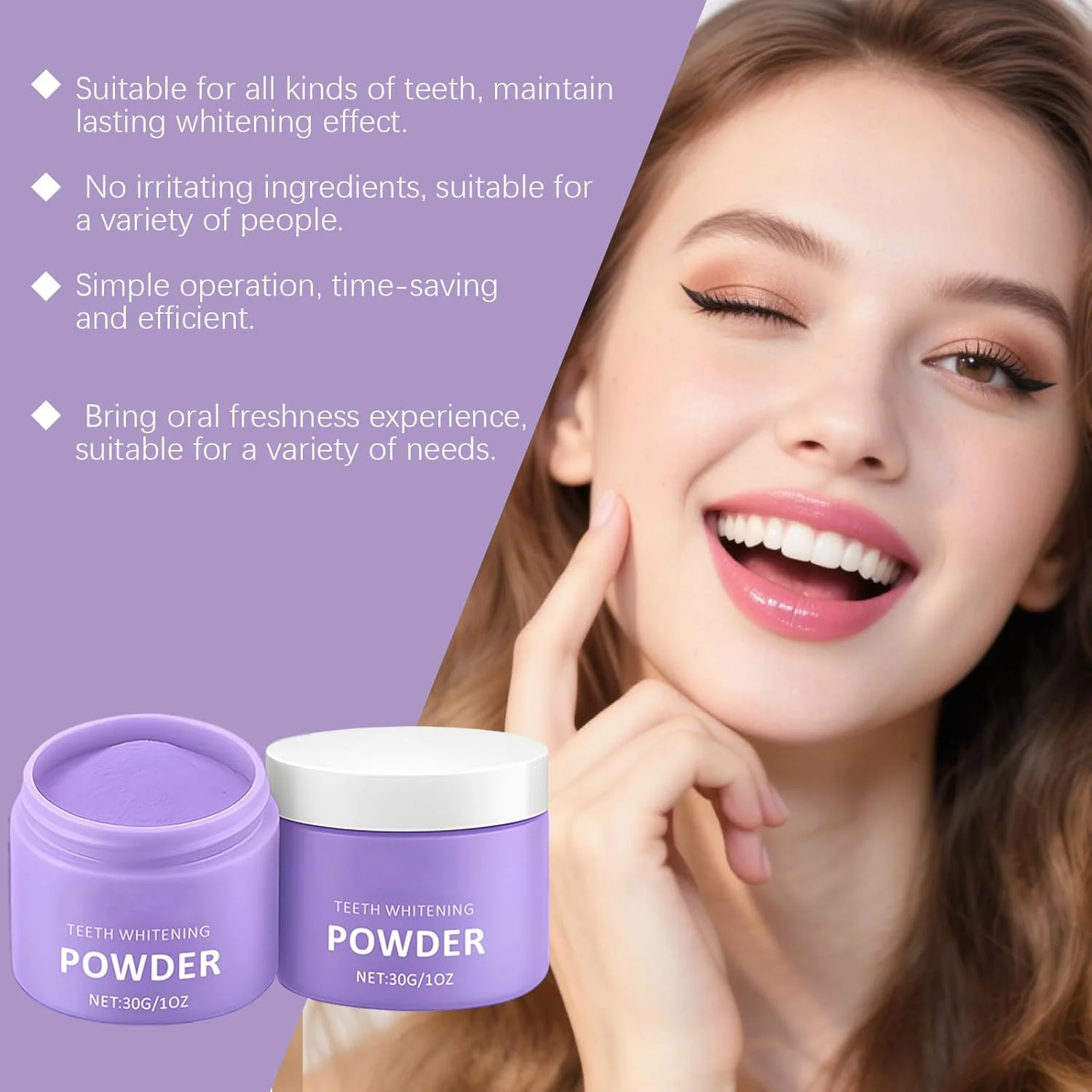 پودر سفید کننده دندان بنفش - پاک کننده لکه ایمن برای مینای دندان، روشن کننده فوری، بدون ایجاد سوزش، تمیز کننده عمیق، خوشبو کننده دهان، قدرت خمیر دندان برای قهوه، چای و تنباکو، 30 گرم (3 عدد) پودر سفید کننده دندان بنفش - پاک کننده لکه ایمن برای مینای دندان، روشن کننده فوری، بدون ایجاد سوزش، تمیز کننده عمیق، خوشبو کننده دهان، قدرت خمیر دندان برای قهوه، چای و تنباکو، 30 گرم (3 عدد)
