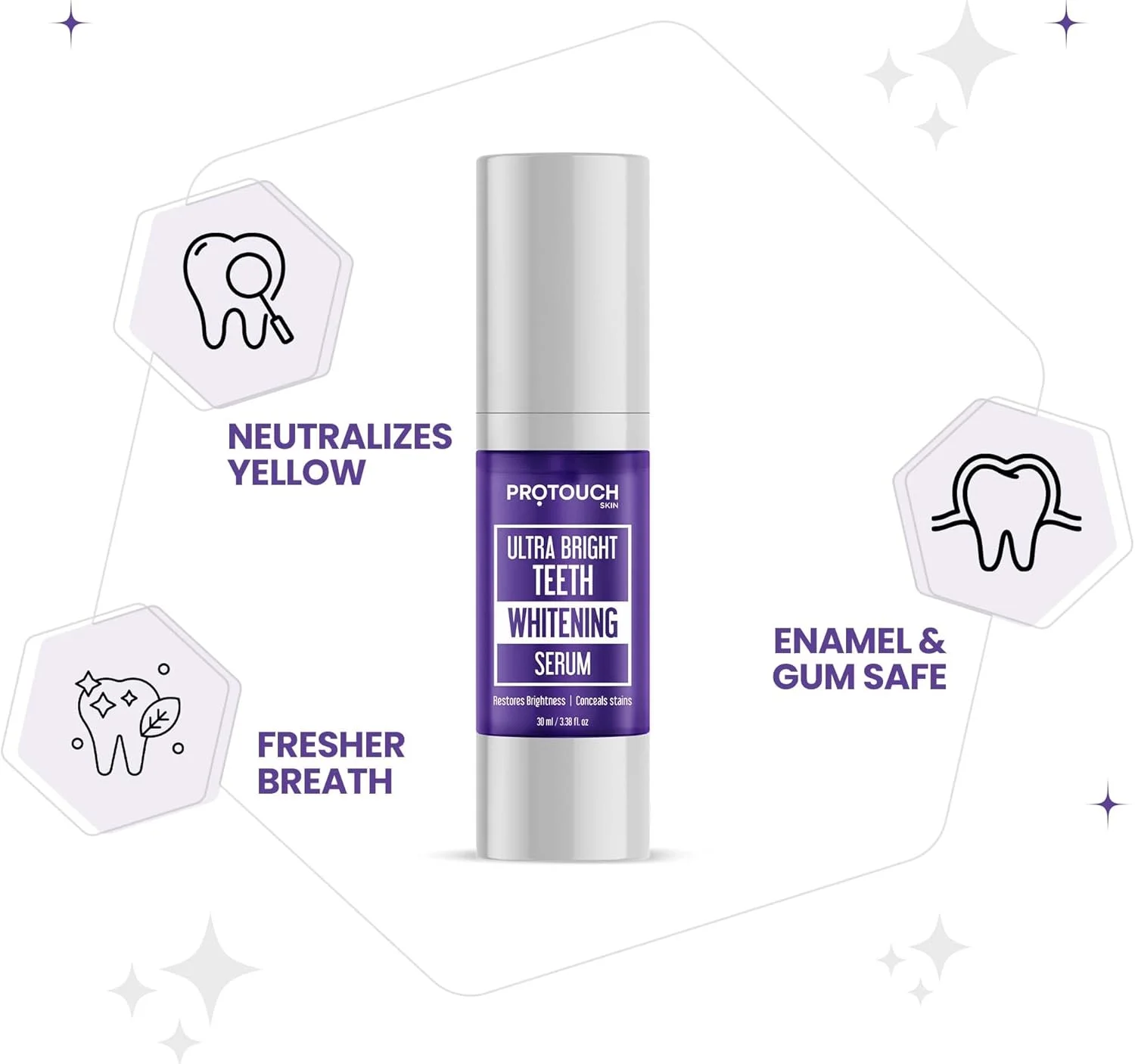 سرم سفید کننده دندان پروتوچ با درخشندگی فوق العاده | اصلاح کننده رنگ دندان | خمیر دندان بنفش برای سفید کردن دندان | از بین بردن لکه های دندان | بی خطر برای مینای دندان و سفید کننده موثر دندان | 30 میلی لیتر سرم سفید کننده دندان پروتوچ با درخشندگی فوق العاده | اصلاح کننده رنگ دندان | خمیر دندان بنفش برای سفید کردن دندان | از بین بردن لکه های دندان | بی خطر برای مینای دندان و سفید کننده موثر دندان | 30 میلی لیتر