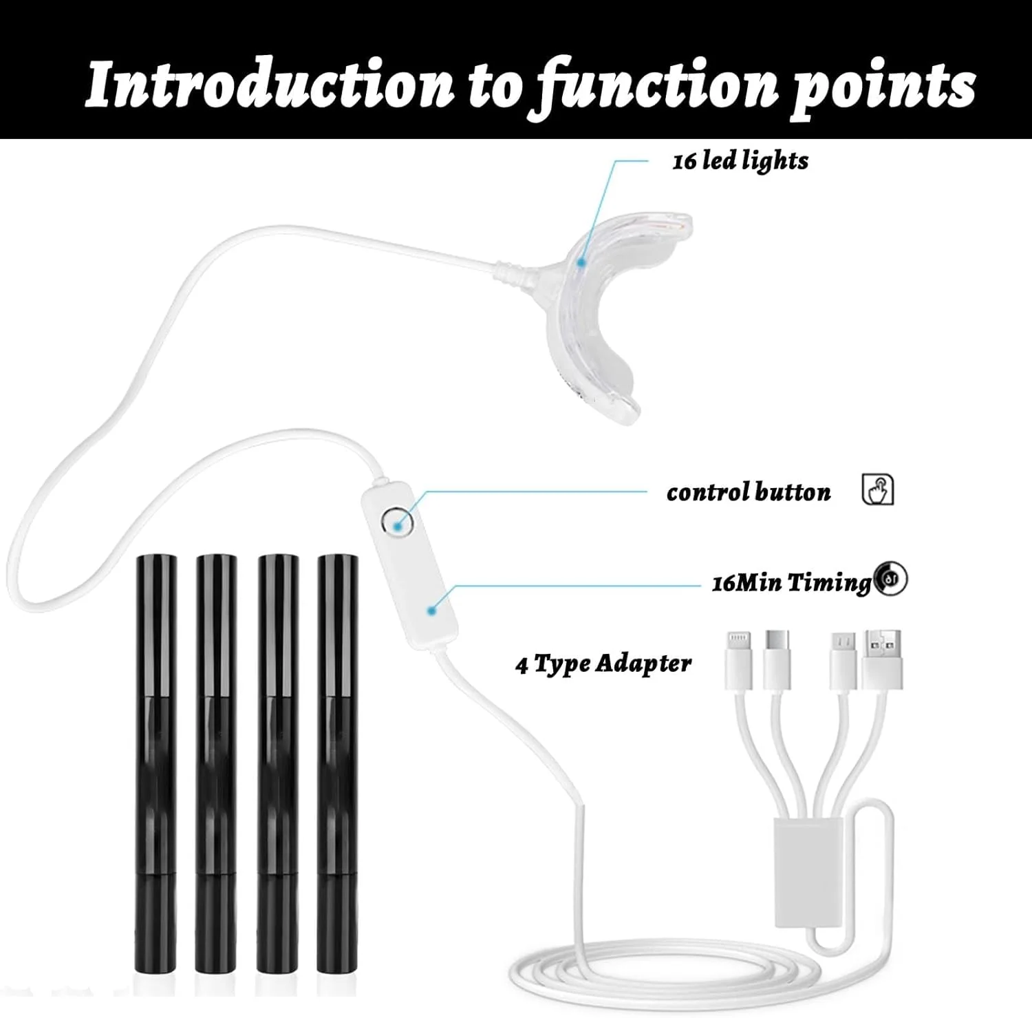کیت حرفه ای سفید کننده دندان و کیت بلیچینگ با نور شتاب دهنده LED 16X - 4 عدد قلم ژل سفید کننده ایمن برای مینای دندان، سیستم مراقبت از دندان در خانه برای لبخندی روشن تر کیت حرفه ای سفید کننده دندان و کیت بلیچینگ با نور شتاب دهنده LED 16X - 4 عدد قلم ژل سفید کننده ایمن برای مینای دندان، سیستم مراقبت از دندان در خانه برای لبخندی روشن تر