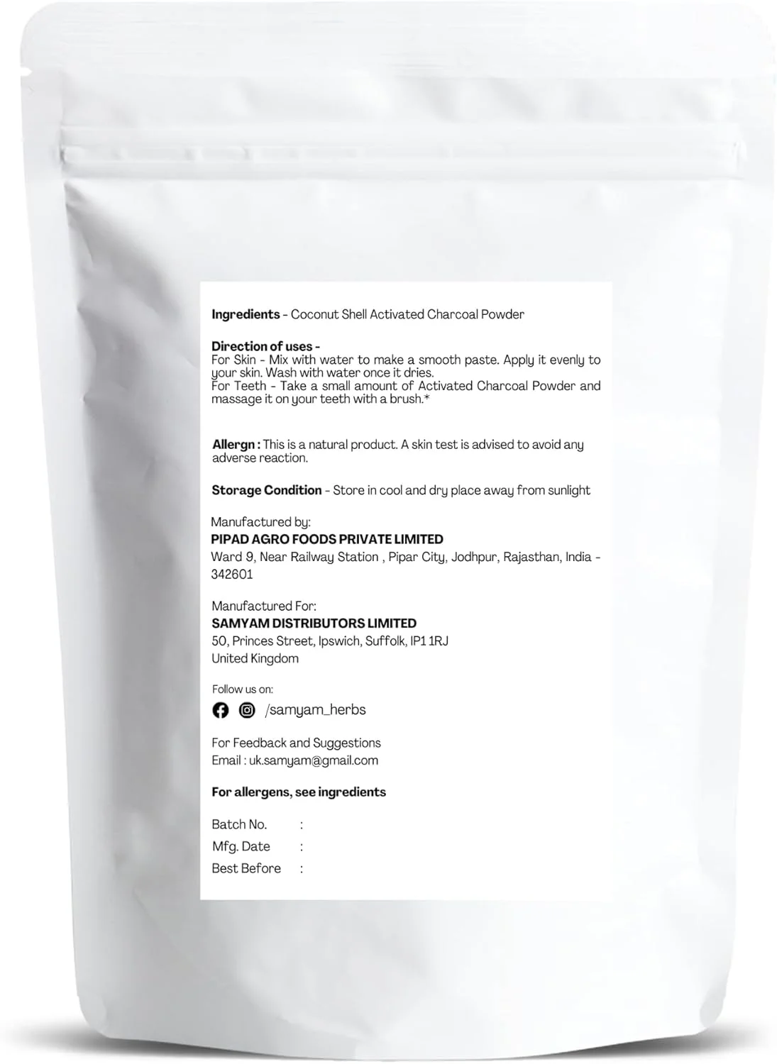 پودر زغال فعال خوراکی سامیام از پوسته نارگیل، 200 گرم (7 اونس) | سم زدایی، سفید کننده دندان، صابون سازی پودر زغال فعال خوراکی سامیام از پوسته نارگیل، 200 گرم (7 اونس) | سم زدایی، سفید کننده دندان، صابون سازی