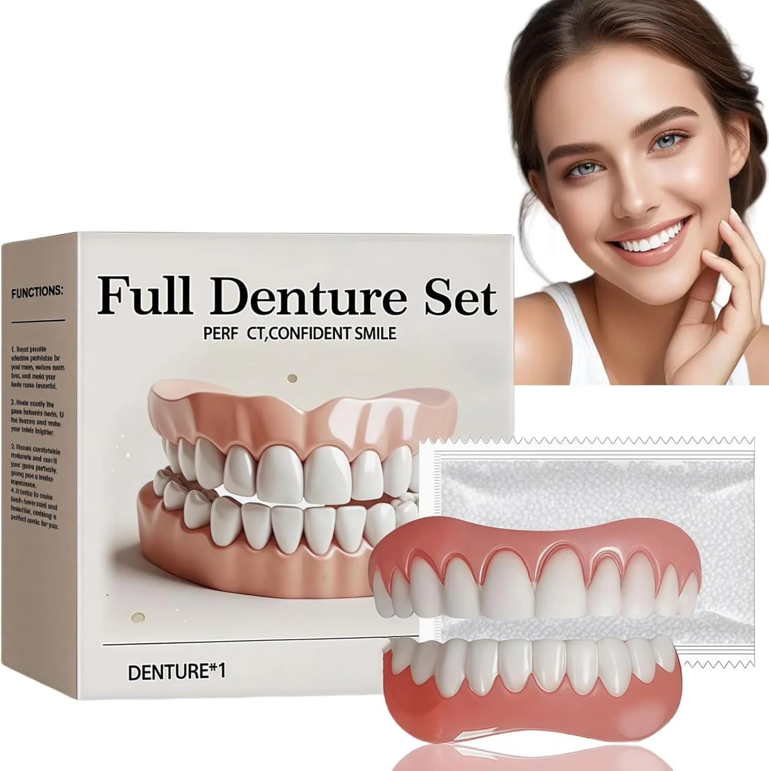 ست دندان مصنوعی سیلیکونی نرم، مجموعه دندان های مصنوعی بالا و پایین، دندان های مصنوعی راحت و طبیعی، آستر موقت دندان، دندان های مصنوعی قالب گیری شده، دندان مصنوعی برای افراد بدون دندان، دندان مصنوعی سیلیکونی کامل دهان