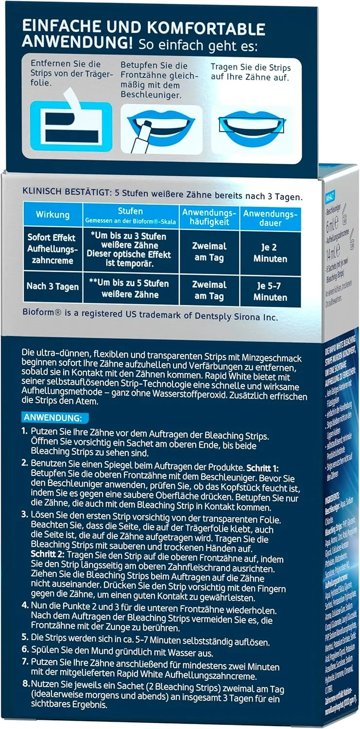 نوارهای سفید کننده دندان رپید وایت، بسته 1 عددی (6 ساشه)، برای دندان های سفیدتر در 3 روز، سفید کردن قابل مشاهده دندان ها در خانه، سفید کردن دندان بدون هیدروژن پراکسید نوارهای سفید کننده دندان رپید وایت، بسته 1 عددی (6 ساشه)، برای دندان های سفیدتر در 3 روز، سفید کردن قابل مشاهده دندان ها در خانه، سفید کردن دندان بدون هیدروژن پراکسید