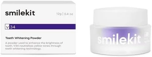 پودر سفید کننده دندان SmileKit® V34 | کیت سفید کننده دندان | پودر سفید کننده دندان | از بین برنده لکه های دندان | جایگزین هیدروژن پراکسید | تامین کننده بریتانیا