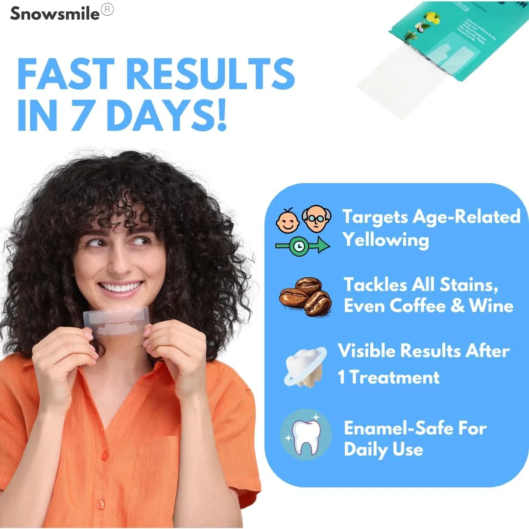 نوارهای سفید کننده دندان پریمیوم Snowsmile، ۱۴ نوار، ۷ دوره درمان نوارهای سفید کننده دندان پریمیوم Snowsmile، ۱۴ نوار، ۷ دوره درمان