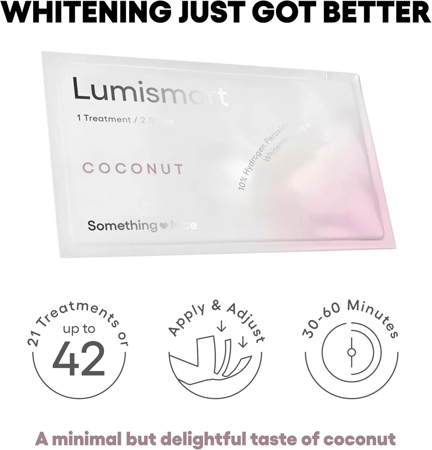 نوارهای سفید کننده دندان لومیسارت سامتینگ نایس - طراحی شده توسط دندانپزشکان، ایمن برای مینای دندان، تا 42 بار استفاده با قابلیت انطباق هوشمند - نوارهای سفید کننده دندان با طعم نارگیل برای... نوارهای سفید کننده دندان لومیسارت سامتینگ نایس - طراحی شده توسط دندانپزشکان، ایمن برای مینای دندان، تا 42 بار استفاده با قابلیت انطباق هوشمند - نوارهای سفید کننده دندان با طعم نارگیل برای...