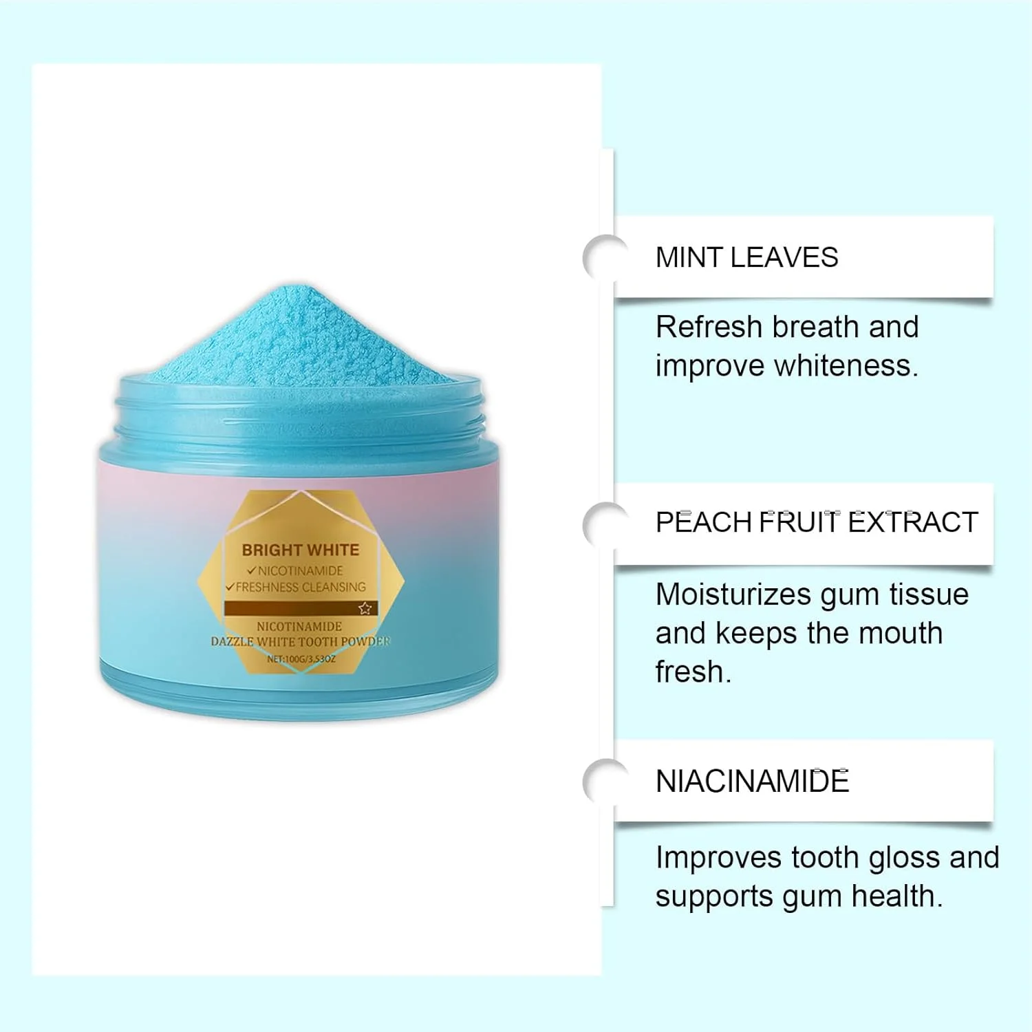 پودر دندان - محافظت از دندان | پودر دندان ملایم ارگانیک با بافت ظریف برای تنفس با طراوت برای افراد سیگاری، سالمندان، بزرگسالان