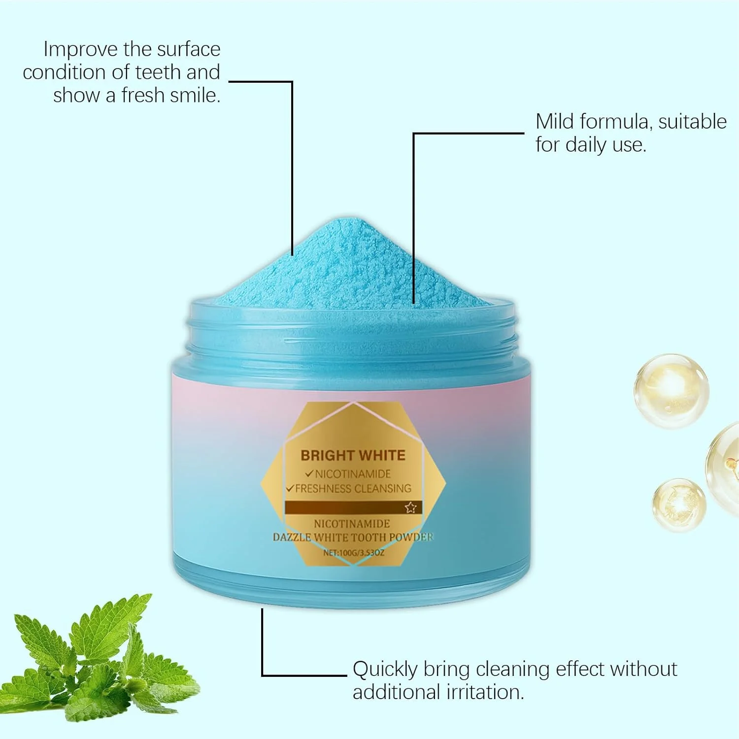 پودر دندان - محافظت از دندان | پودر دندان ملایم ارگانیک با بافت ظریف برای تنفس با طراوت برای افراد سیگاری، سالمندان، بزرگسالان