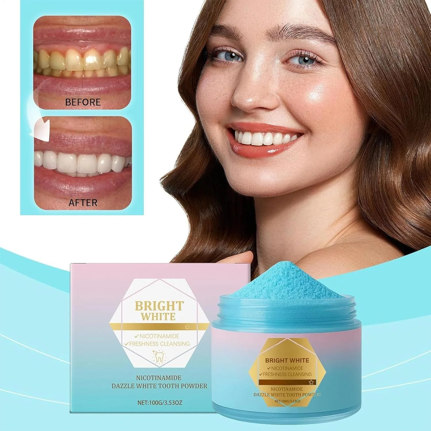 پودر خمیر دندان، مراقبت ملایم از دندان، پودر دندان ارگانیک ملایم با بافت ظریف برای تنفس با طراوت برای افراد سیگاری، سالمندان، بزرگسالان