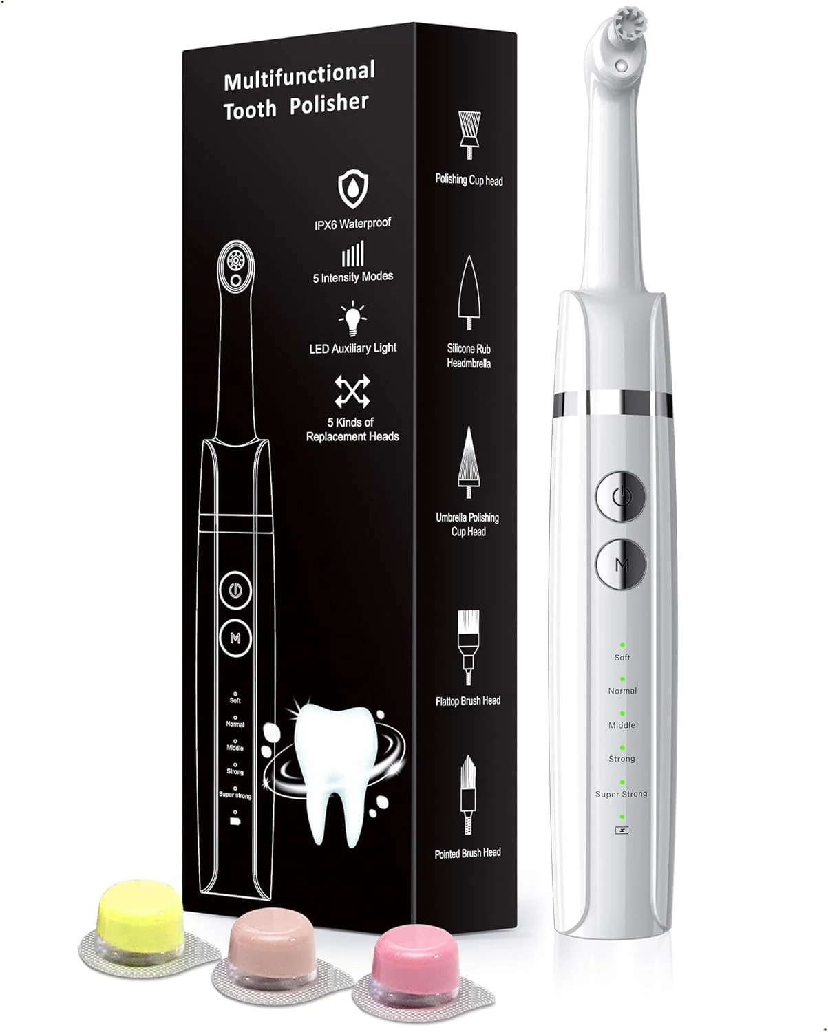 دستگاه پولیش دندان Trueocity، کیت سفید کننده دندان با 5 حالت برای از بین بردن لکه های پلاک و زردی دندان، دستگاه پولیش لکه دندان با 5 سری و 3 خمیر پولیش، ابزار پلاک دندان، قابل شارژ دستگاه پولیش دندان Trueocity، کیت سفید کننده دندان با 5 حالت برای از بین بردن لکه های پلاک و زردی دندان، دستگاه پولیش لکه دندان با 5 سری و 3 خمیر پولیش، ابزار پلاک دندان، قابل شارژ