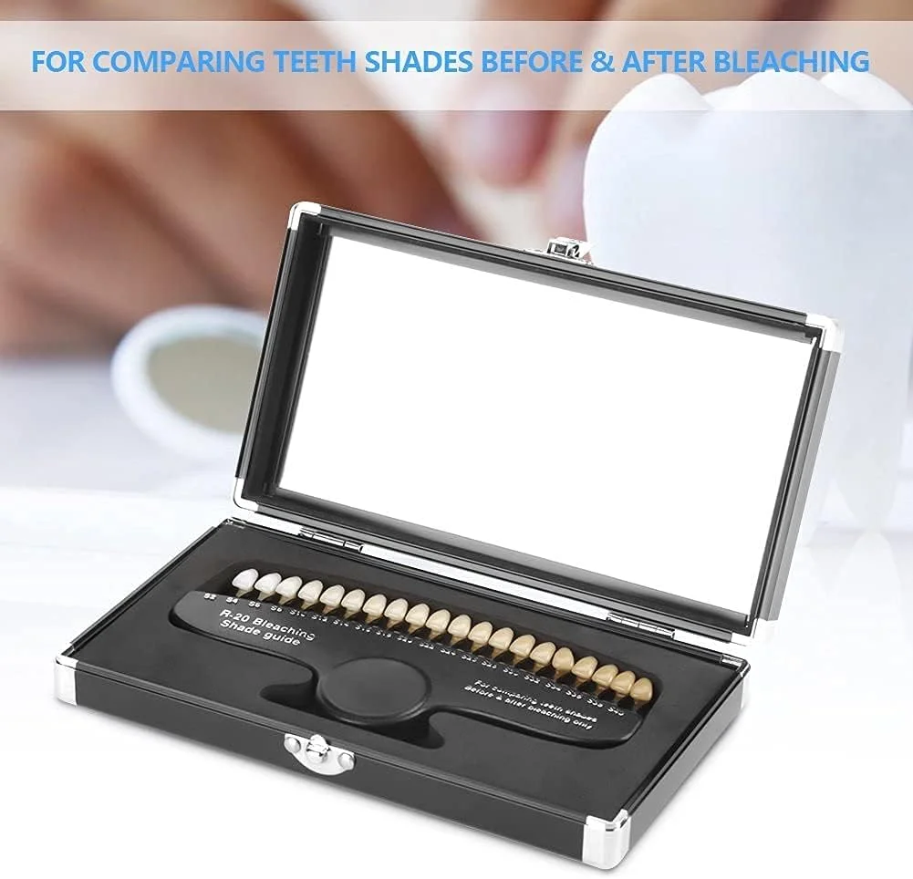 راهنمای تعیین رنگ دندان با شماره‌گذاری حکاکی شده، مناسب برای مراقبت از دندان، سفید کردن، بلیچینگ و روکش‌های پرسلن با 20 رنگ
