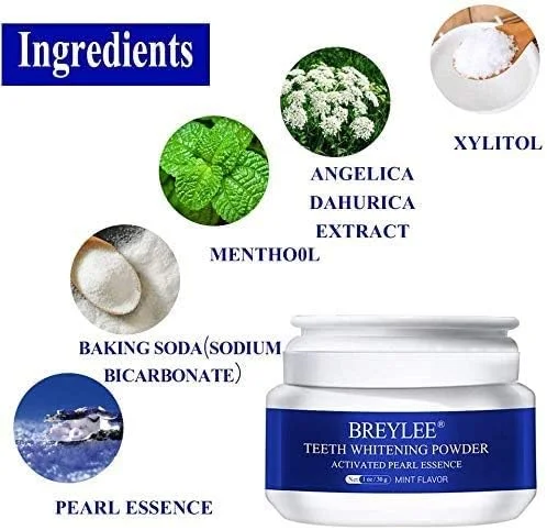 پودر سفید کننده دندان، پودر روشن کننده عصاره مروارید، سفید کننده طبیعی از بین برنده لکه های ناشی از قهوه، شراب، سیگار، بدون حساسیت، حفظ تازگی دهان (30 گرم)