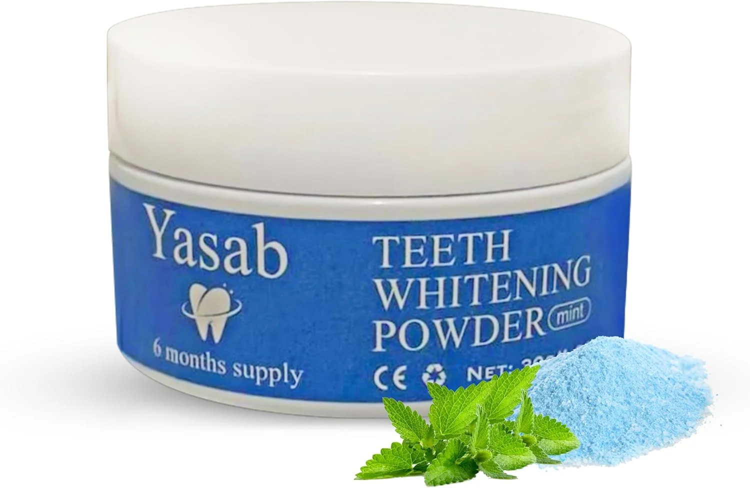 پودر سفید کننده دندان یاساب | تامین 6 ماهه | سریع، بدون حساسیت و سازگار با مینای دندان | از بین بردن لکه های قدیمی و روشن کردن لبخند شما | تنفس تازه | طعم نعناع خنک | پودر سفید کننده فوری